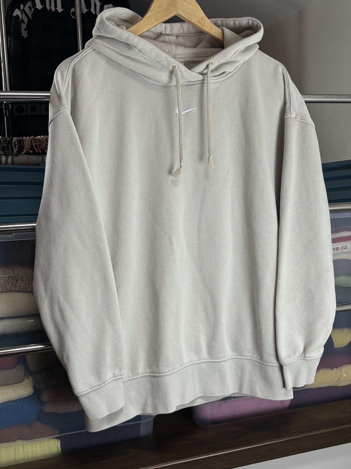 Nike Nike Center Swoosh Y2K Logo Beige Boxy Hoodie Sweatshirt Size US S / EU 44-46 / 1 - 2 Thumbnail