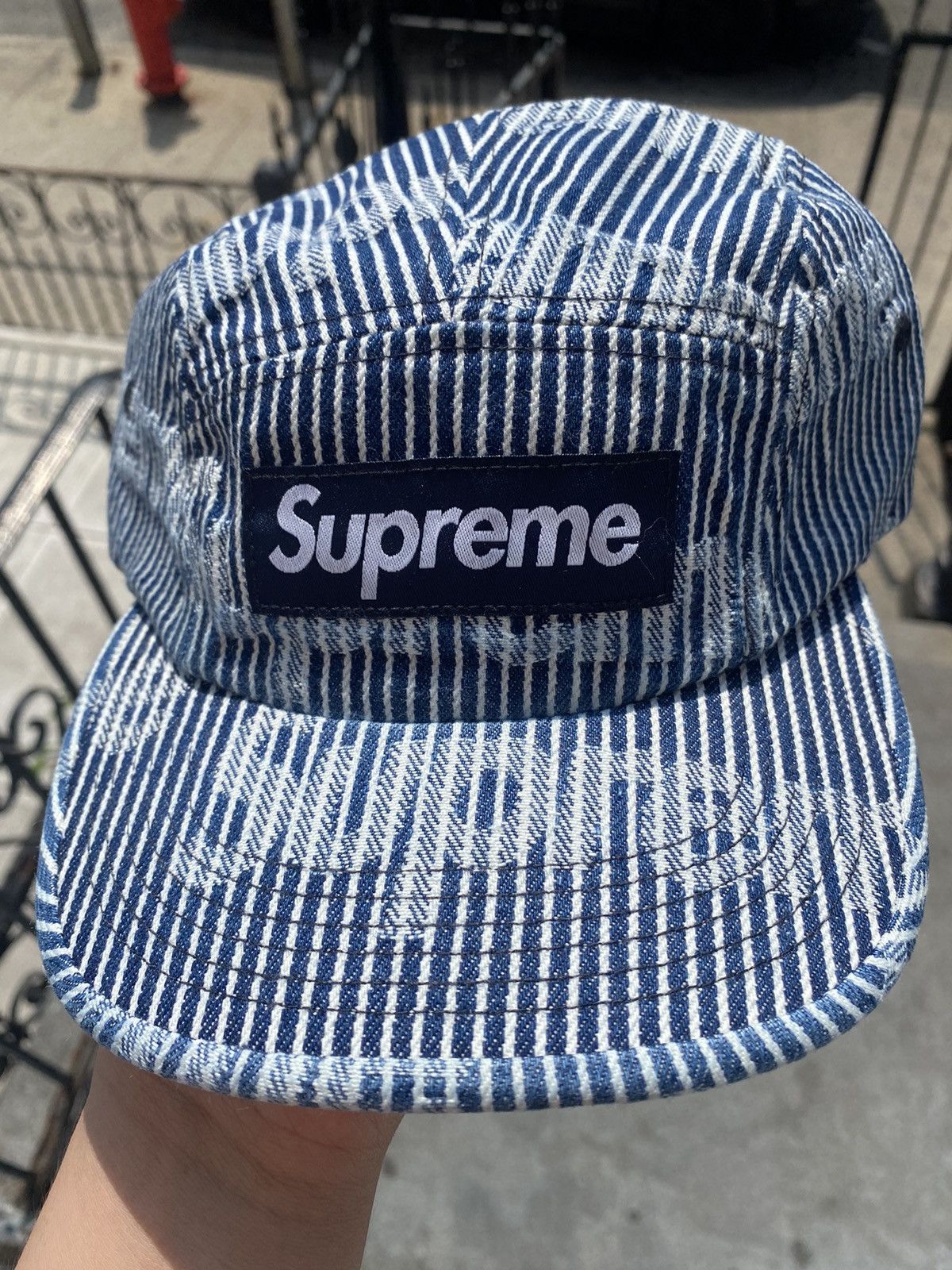 Supreme Supreme Denim Camp Cap Strip (SS24) | Grailed