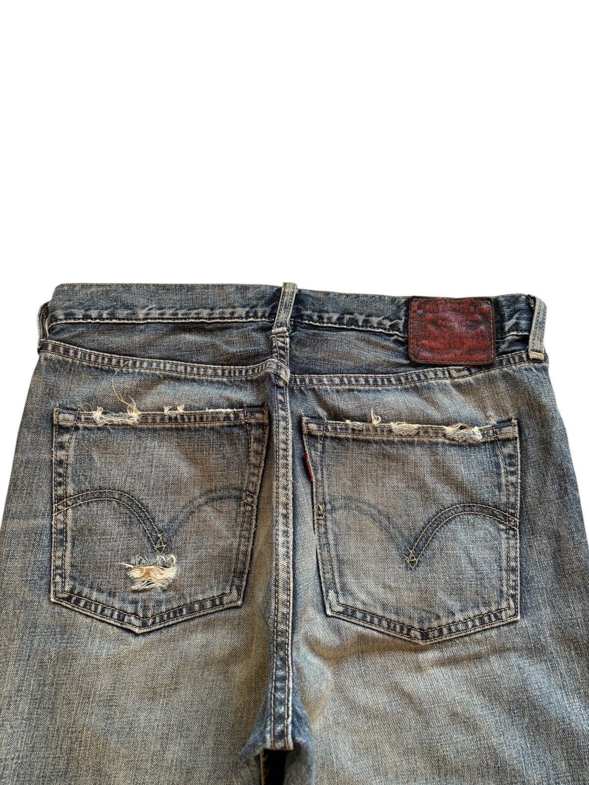 LVC × Levi's × Levi's Vintage Clothing Vintage 90s Levis 507 Patch Mud Wash Distress Rip Flare Jean Size US 31 - 8 Thumbnail