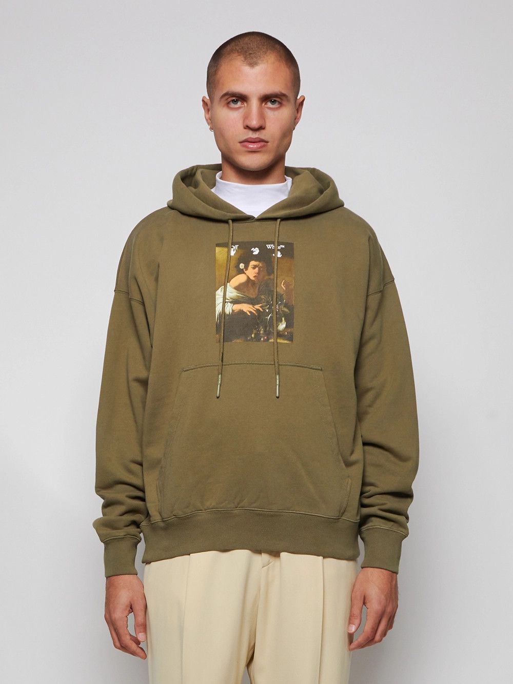 Off-White Green Caravaggio Boy Oversized Skate Hoodie Size US M / EU 48-50 / 2 - 2 Thumbnail
