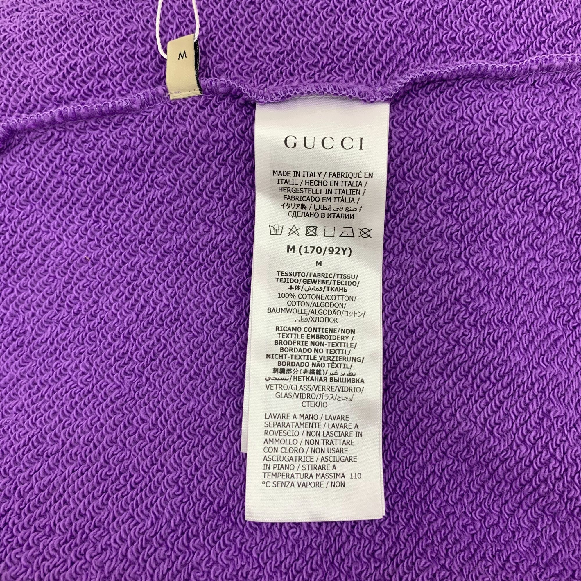 Gucci GUCCI Purple Cotton Hoodie With Gold Crystal Cherry Design S Size M / US 6-8 / IT 42-44 - 4 Thumbnail