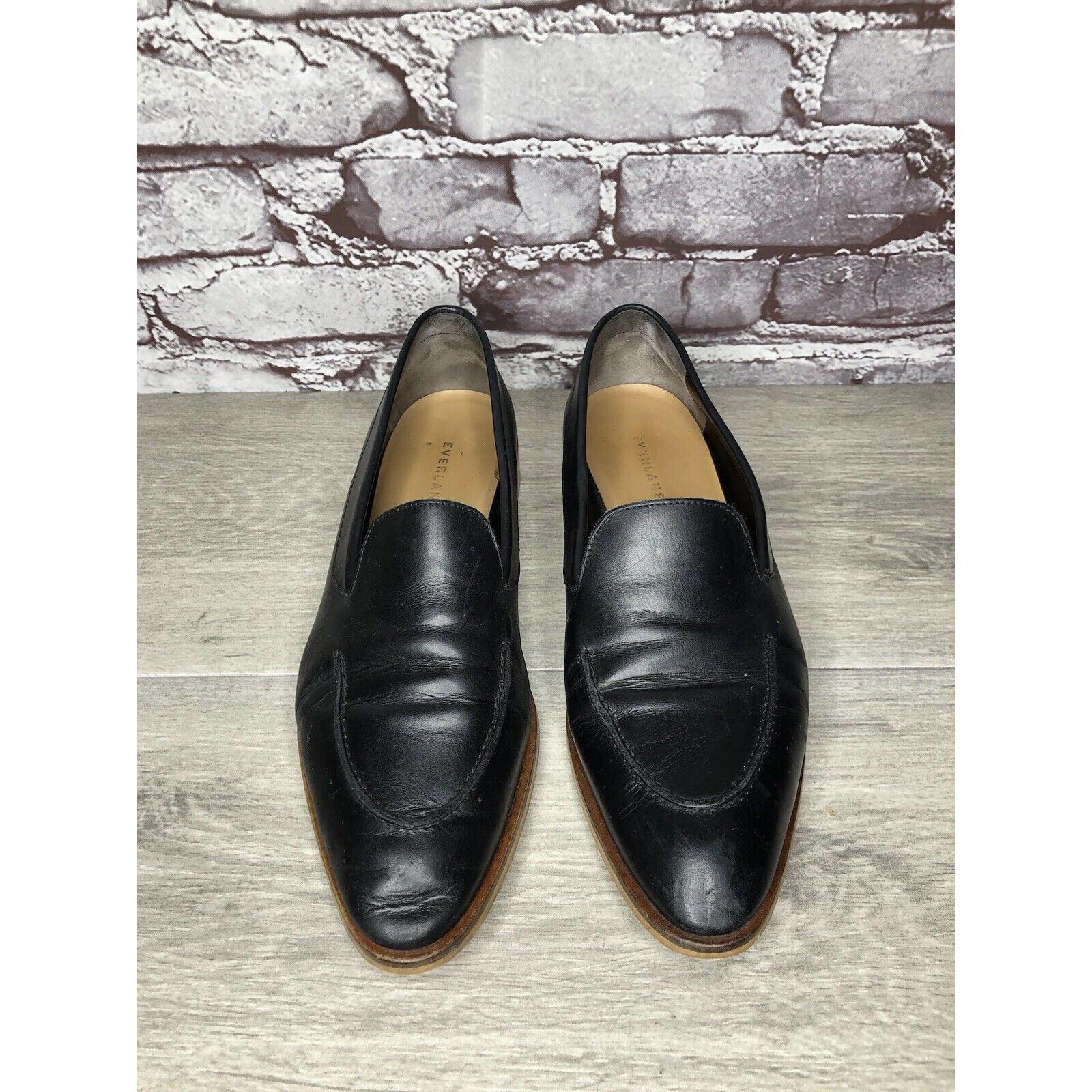 Everlane Everlane The Modern Black Leather Slip On Pointed Toe Loafer Size US 10 / IT 40 - 10 Thumbnail