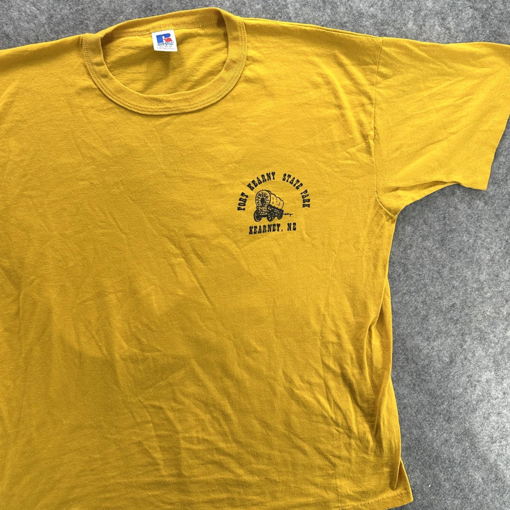 Russell Athletic VINTAGE Russell Athletic Shirt Mens XL Gold Fort Kearny State Park 90s Made USA Size US XL / EU 56 / 4 - 4 Thumbnail