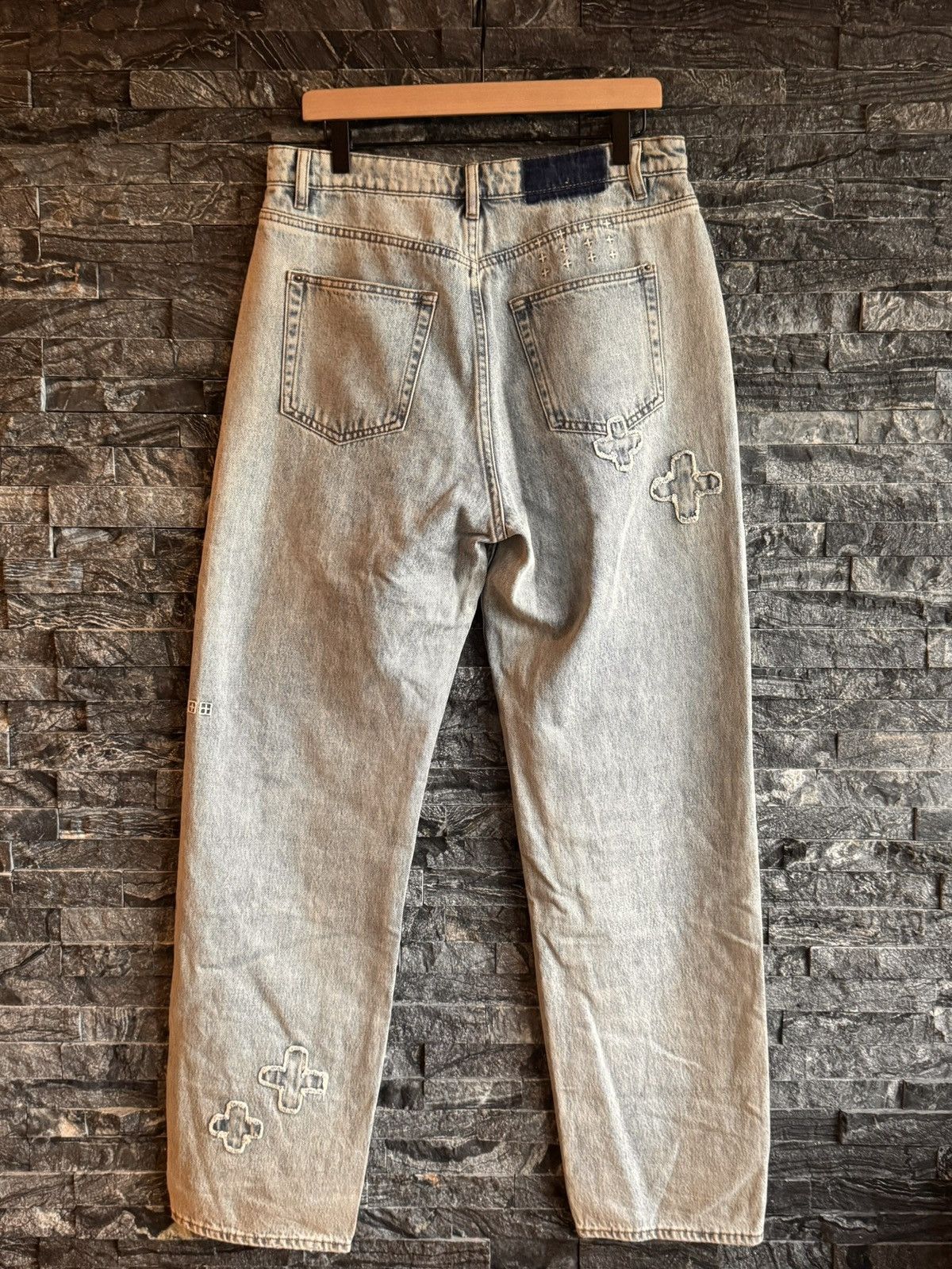 Ksubi KSUBI | Cross-Embroidered Cotton Jeans Size US 32 / EU 48 - 2 Thumbnail