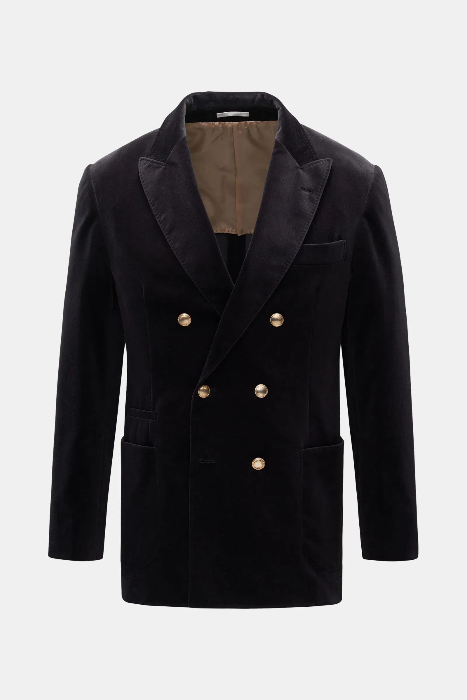 Brunello Cucinelli o1gr1nt0525 Linen & Wool Blend Double Breasted Blazer Black Size US M / EU 48-50 / 2 - 1 Preview