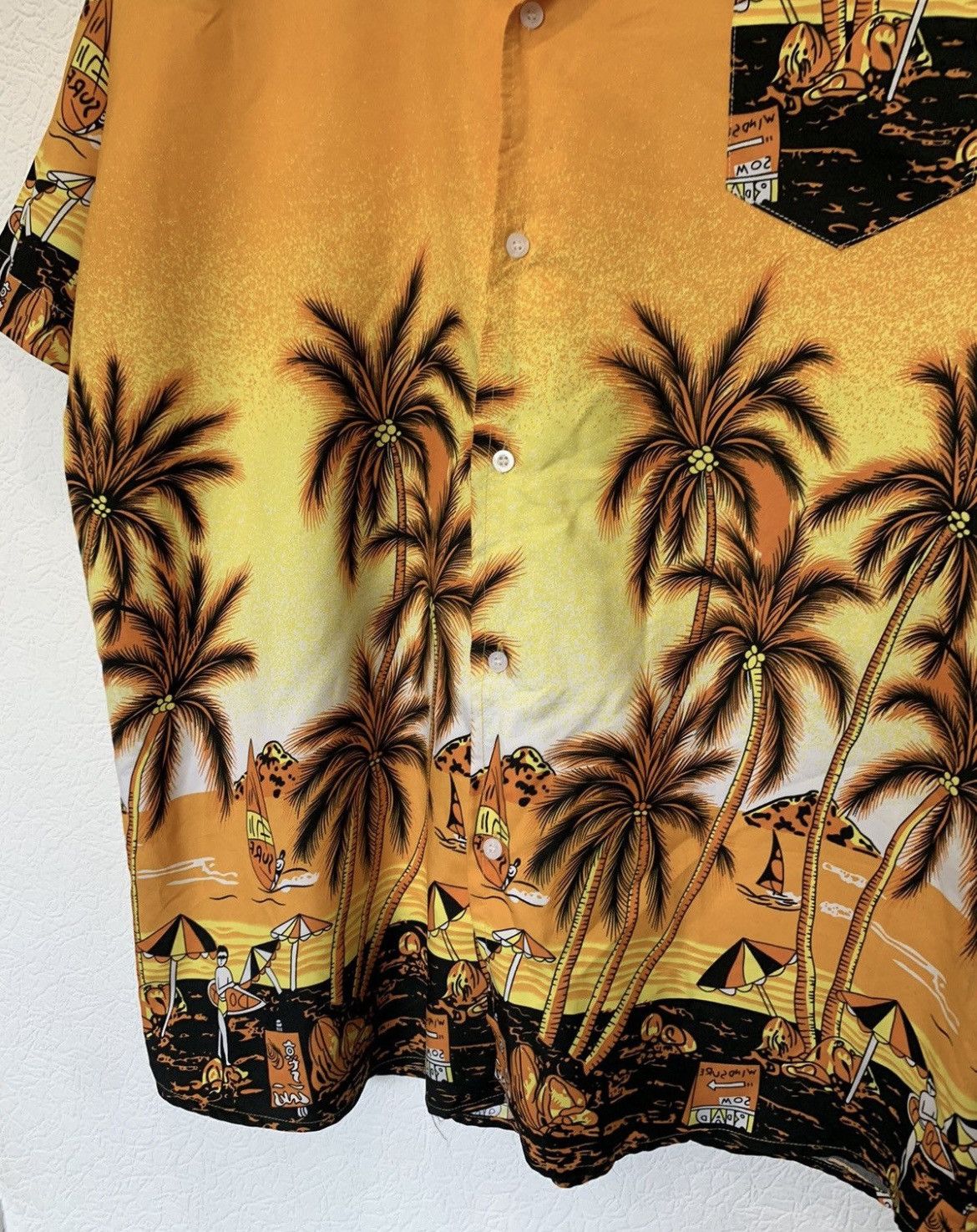 Vintage Vintage Yellow Palm Beach Hawaiian Shirt Size US XXL / EU 58 / 5 - 5 Thumbnail