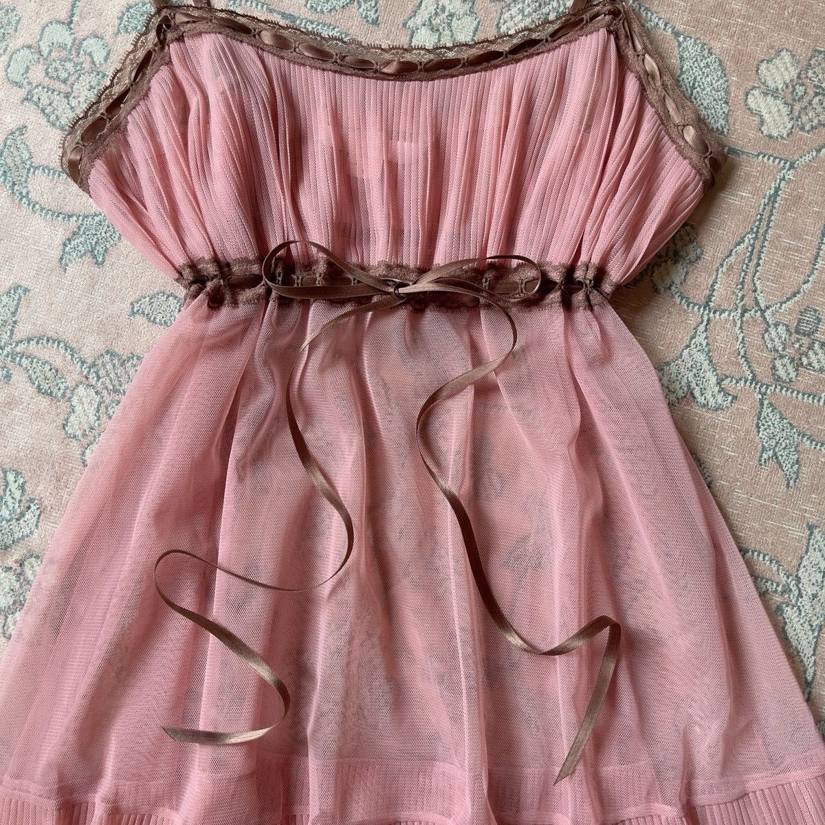Victoria's Secret 2000s Dusty Pink Mesh Mini Slip Dress (S)