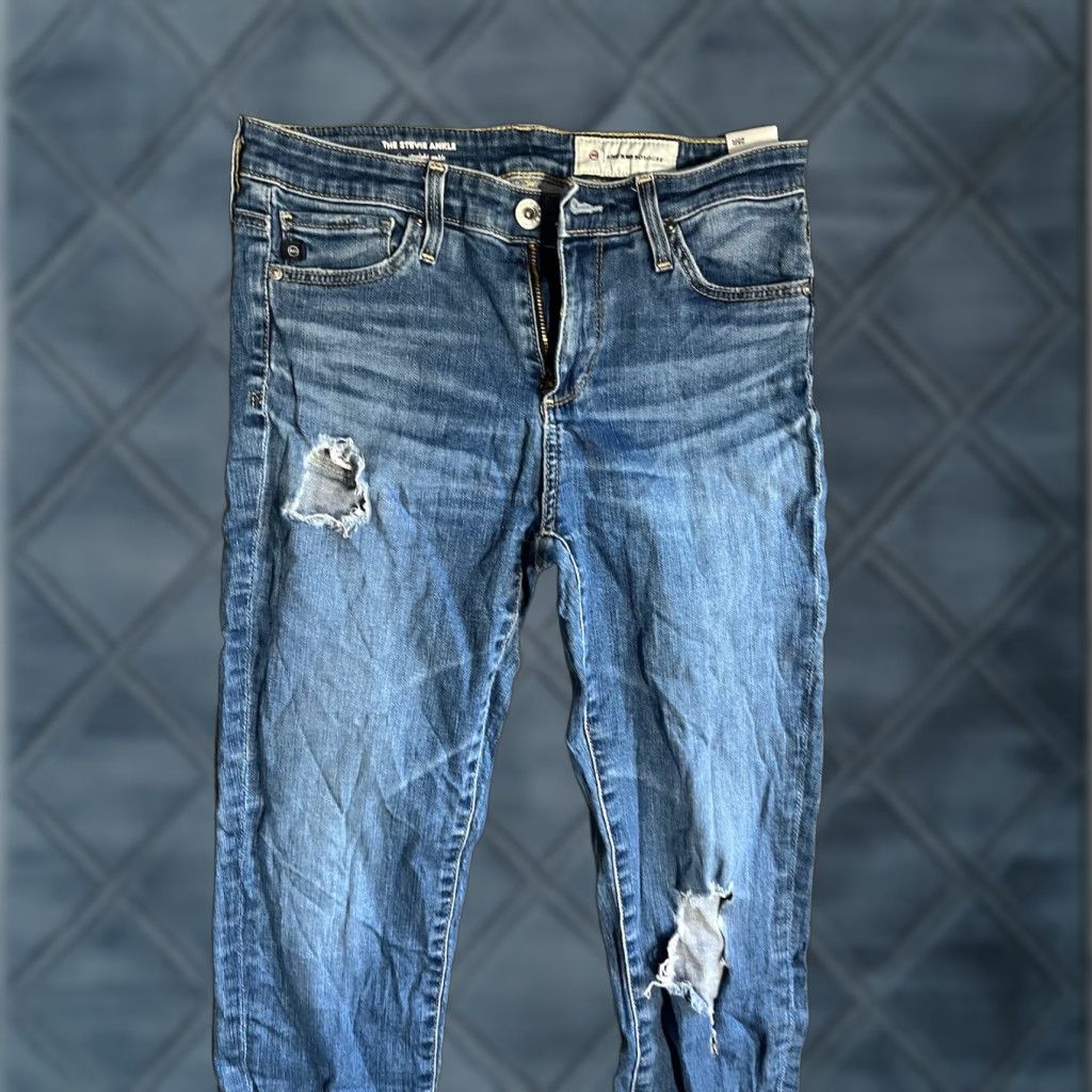 Vintage AG Adriano Goldschmied Stevie Jeans Slim Ankle Women's 25R Blue Denim Size 42" / US 20 - 1 Thumbnail