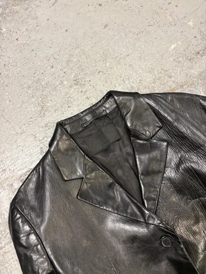 Prada 2000s Prada Black Minimalist Leather Blazer Jacket Size M / US 6-8 / IT 42-44 - 5 Thumbnail