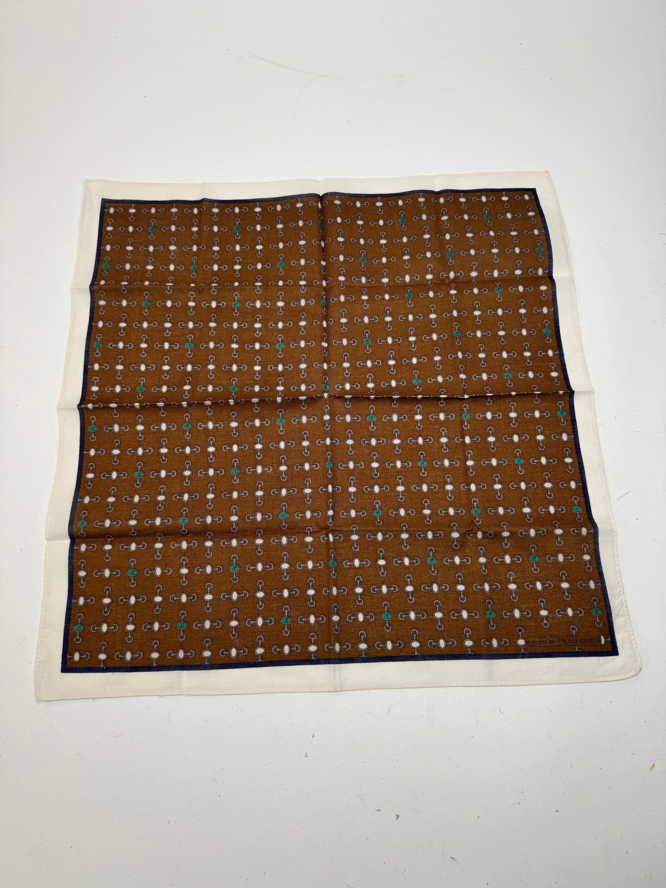 Gucci Vintage Horsebit monogram Scarf Brown white Size ONE SIZE - 1 Thumbnail