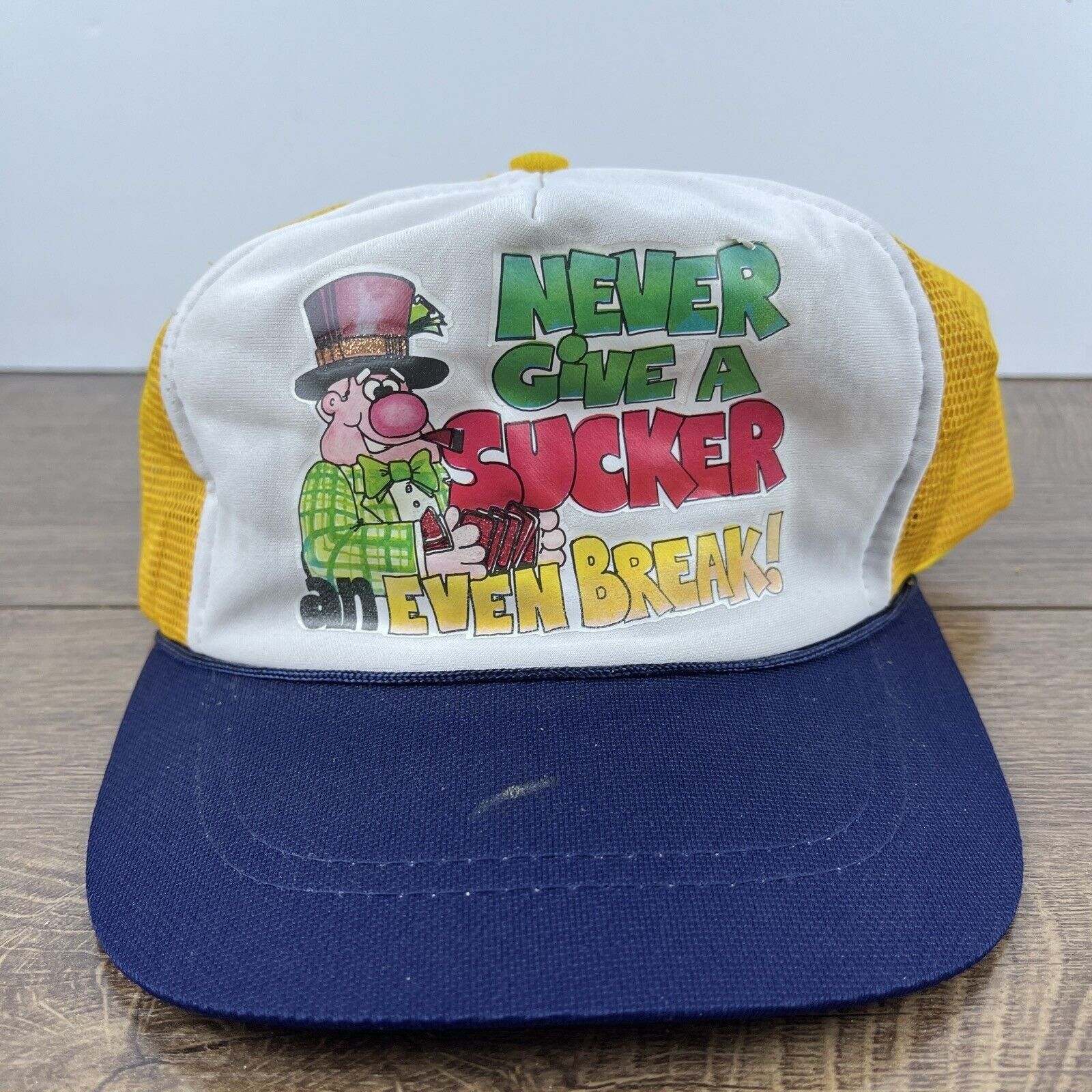 Other Never Give a Sucker an Even Break Yellow Hat Adjustable Adul Size ONE SIZE - 3 Thumbnail