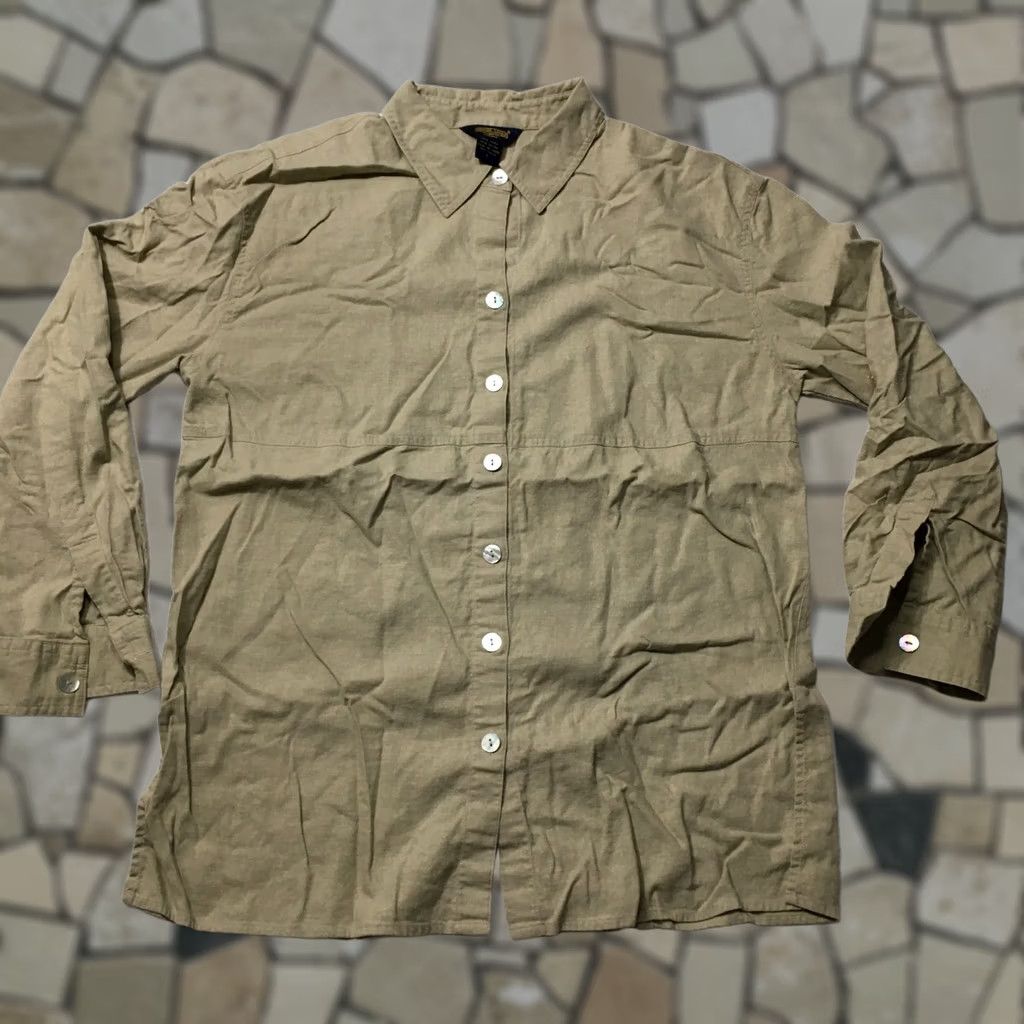 Vintage Shaver Lake Shirt Womens Large beige textured long sleeve Size L / US 10 / IT 46 - 1 Thumbnail
