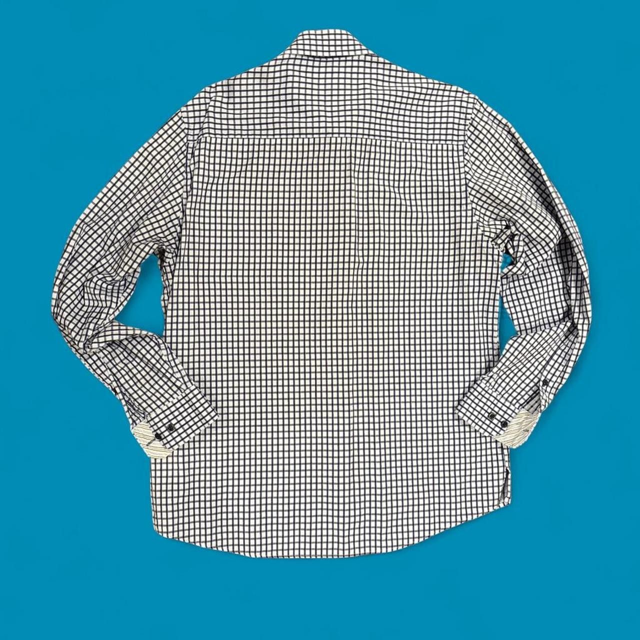Jhane Barnes Men's Blue and Navy Windowpane Shirt Size US L / EU 52-54 / 3 - 5 Thumbnail