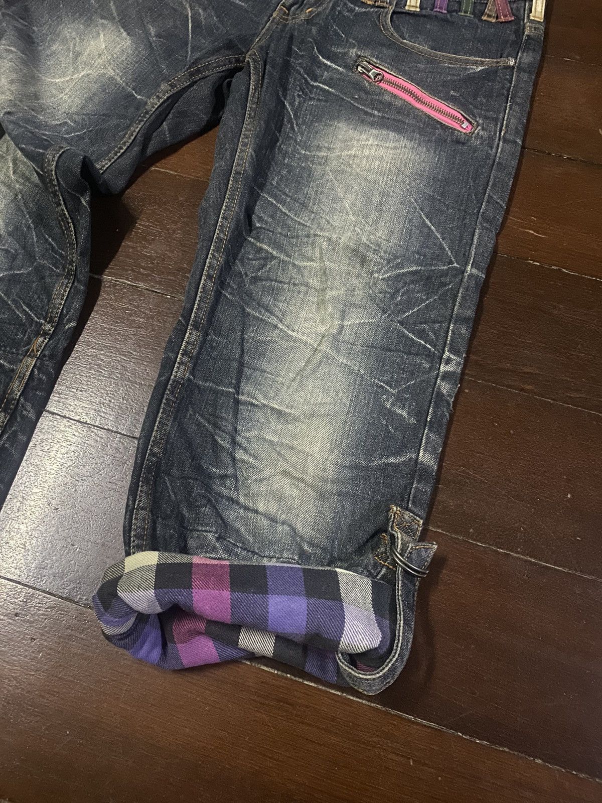 Designer × Japanese Brand Fire 🔥 BARCEDOS EXCHANGE double waist short jeans Size US 31 - 11 Thumbnail