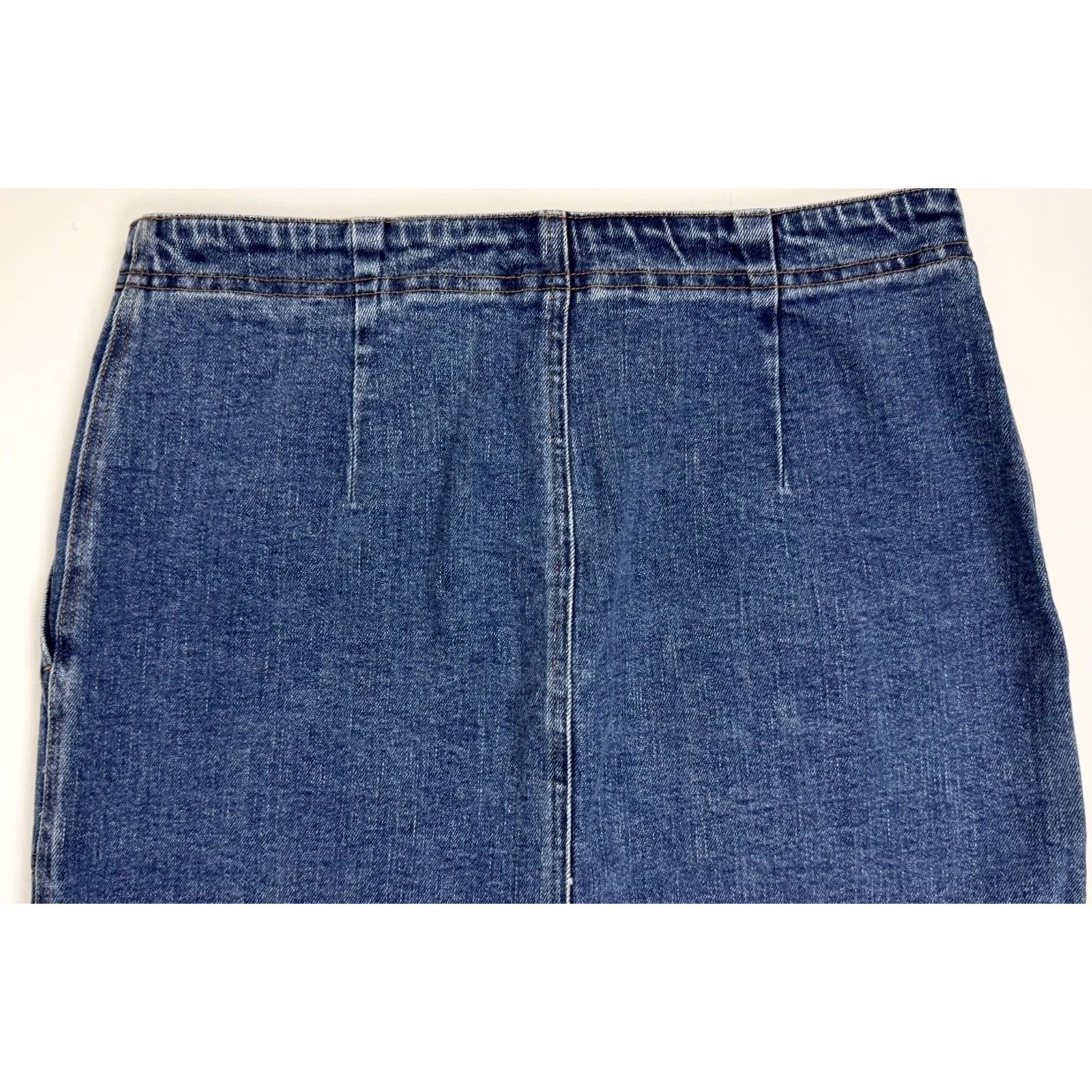 Jones New York VINTAGE Jones New York Denim Skirt Women M Knee Length 90s Y2K Grunge Retro Pockets Slit Stretch Dark Blue Mens? Size 32" / US 10 / IT 46 - 7 Thumbnail