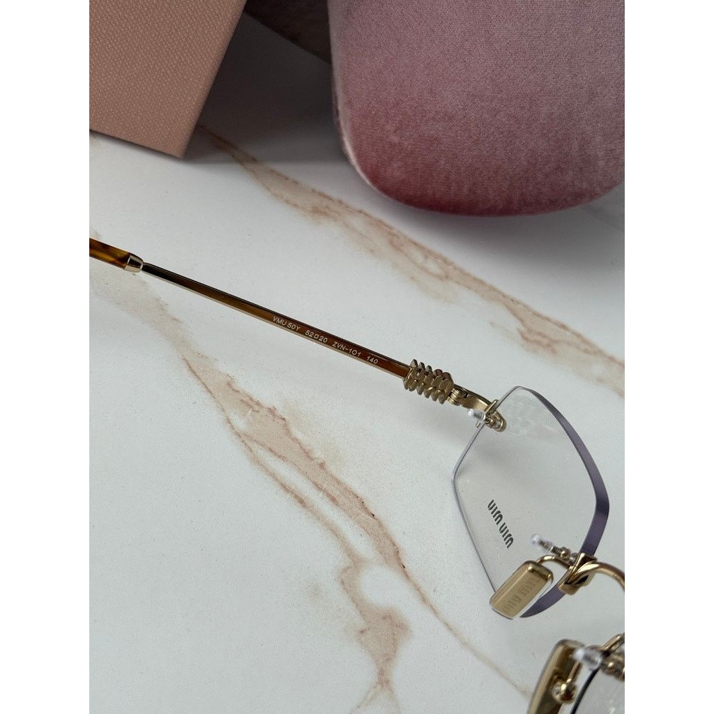 Miu Miu NEW Miu Miu M50YV Gold Rimless Metal Eyeglasses Frames Size ONE SIZE - 7 Thumbnail