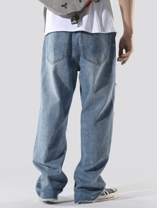 Japanese Brand × Jean American loose straight distressed patch hiphop ripped jeans Size US 32 / EU 48 - 4 Thumbnail