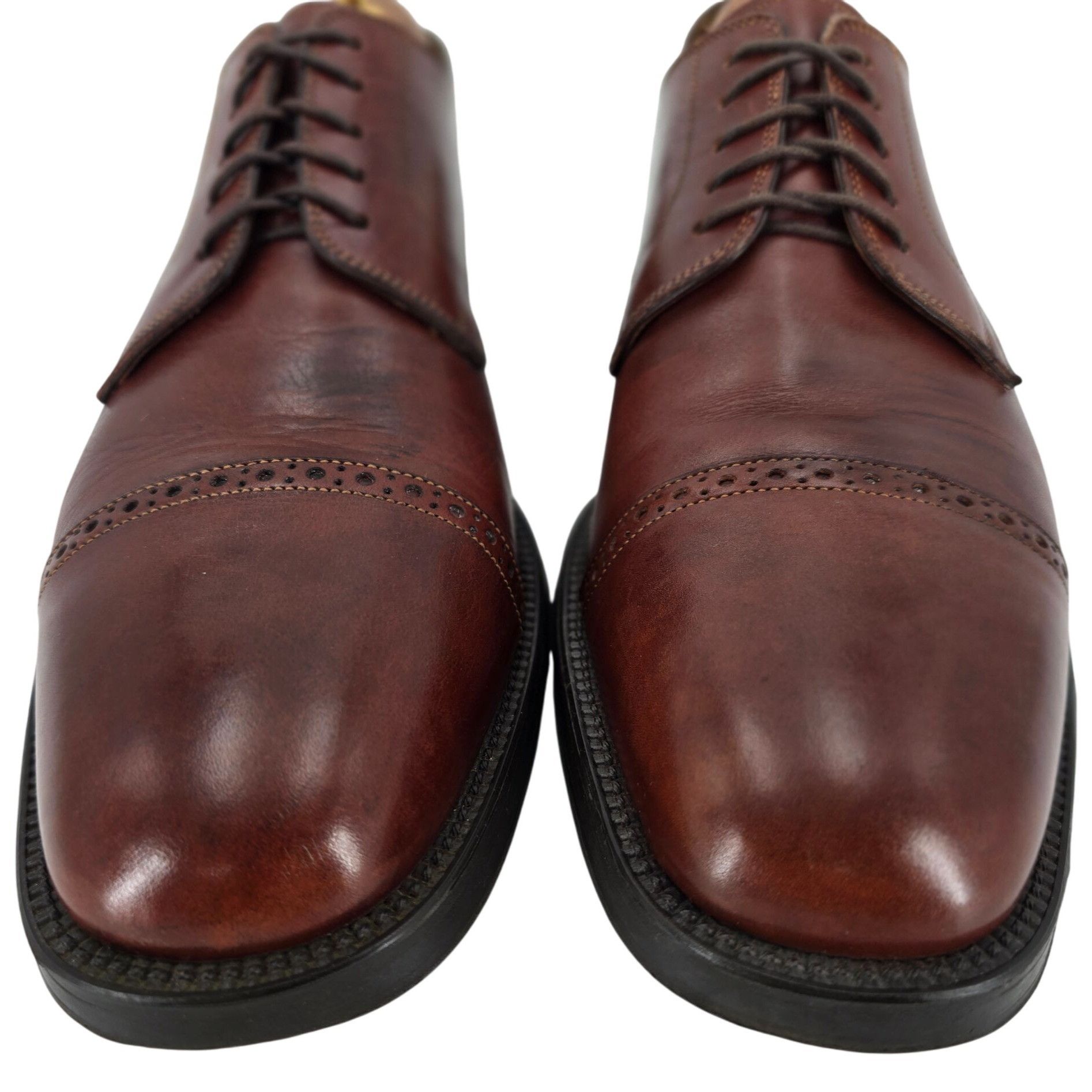 Santoni Santoni Italy Brown Leather Dress Shoes Men 9 Classic Derby Size US 9 / EU 42 - 8 Thumbnail