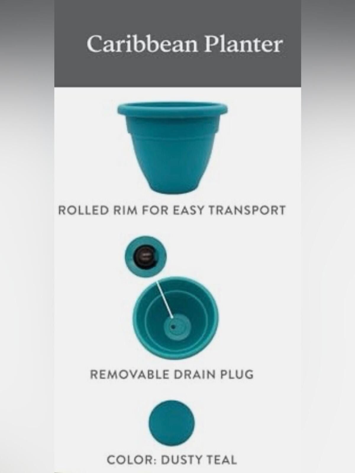 Other 8in + 10in Plastic Planter Pots - Set of 2 / Dusty Teal Size ONE SIZE - 5 Thumbnail