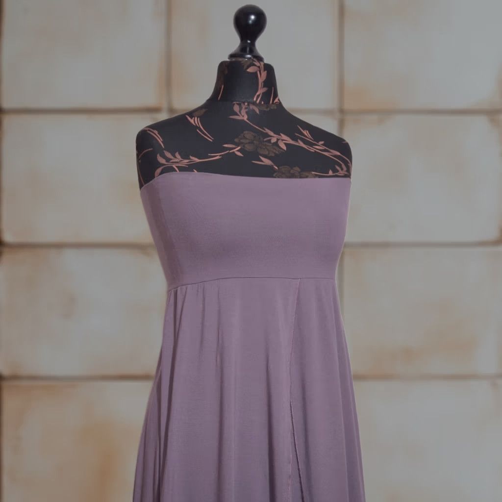 Vintage OSKA Womens Strapless Tube Dress Mauve Purple Midi Bubble Hem Stretch Jersey 2 Size XS / US 0-2 / IT 36-38 - 1 Thumbnail