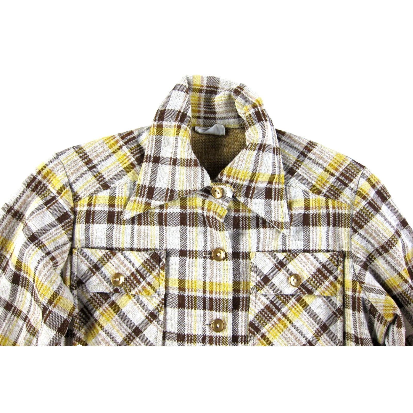 Vintage VINTAGE Paddle & Saddle Brown Yellow Plaid Button Up Long Sleeve Blouse Small Size S / US 4 / IT 40 - 4 Thumbnail