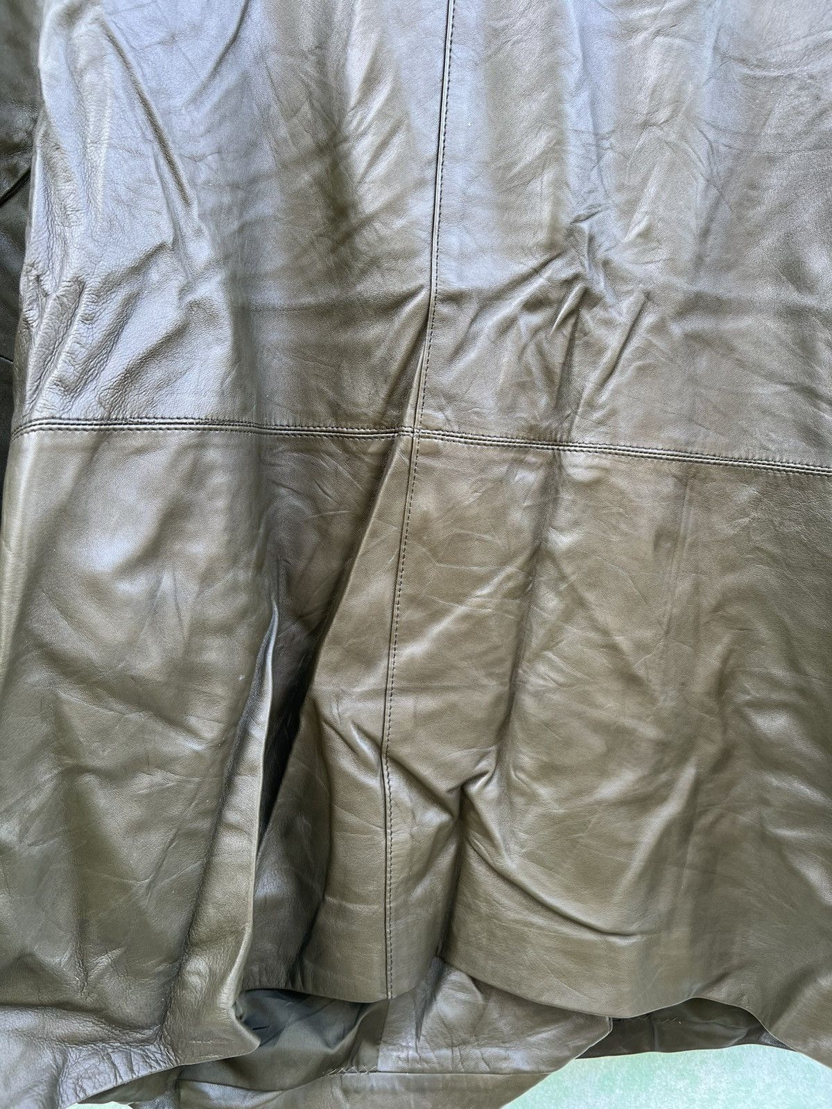 Japanese Brand Vintage Marie Claire Paris Pleated Leather Jacket OliveGreen Size US L / EU 52-54 / 3 - 12 Thumbnail