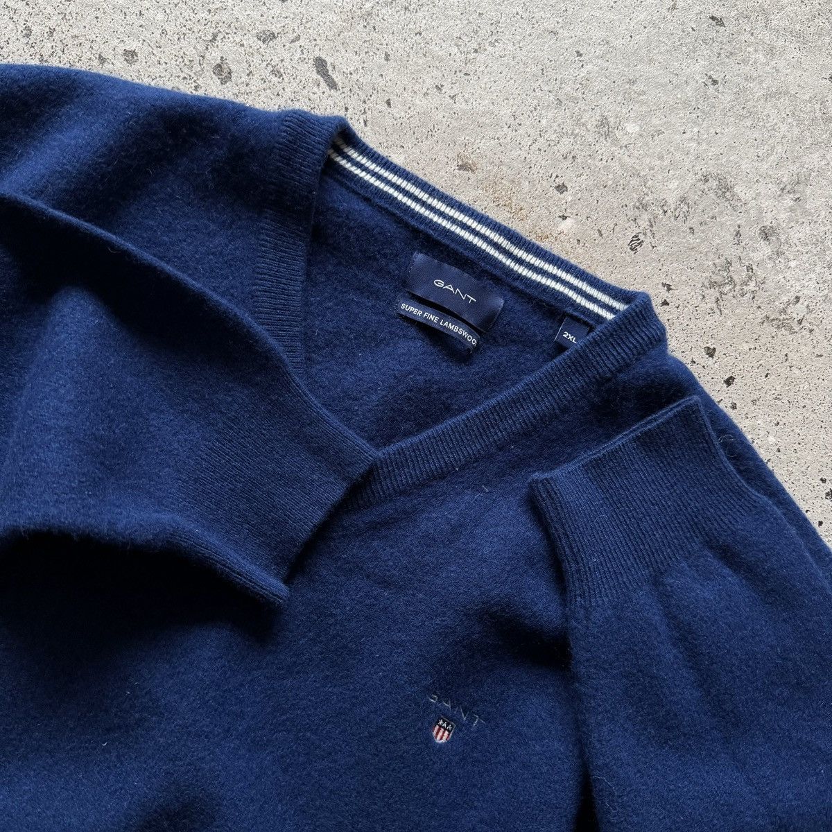 Gant Gant Mens Blue Super Fine Lambswool V-Neck Knit Sweater Size US L / EU 52-54 / 3 - 5 Thumbnail