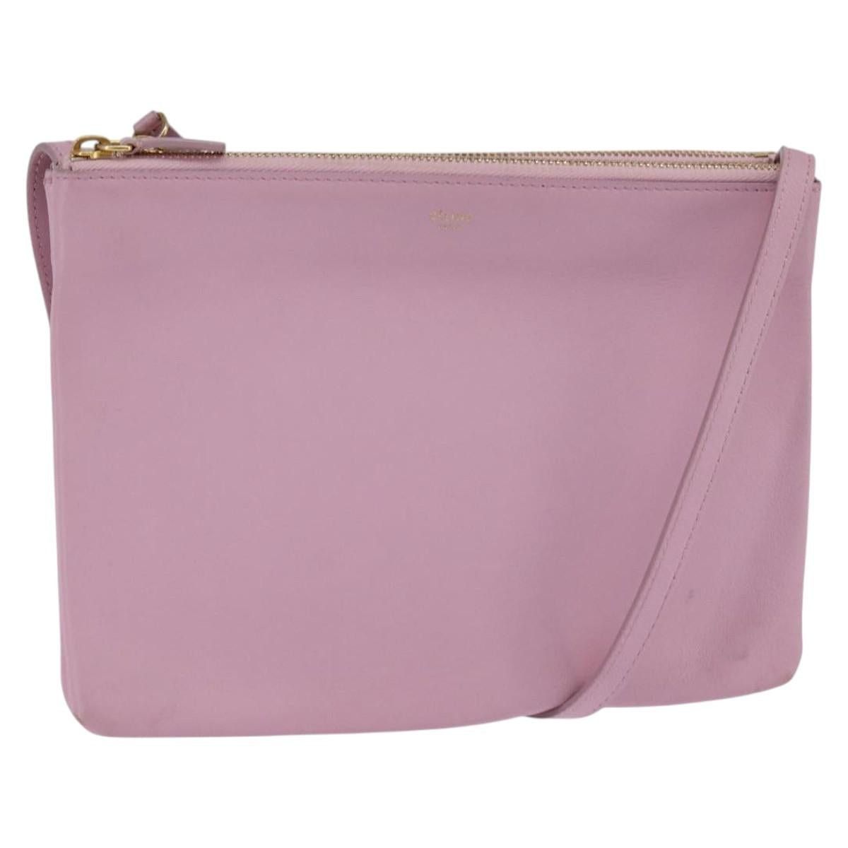 CELINE Trio Shoulder Bag Leather Pink Gold