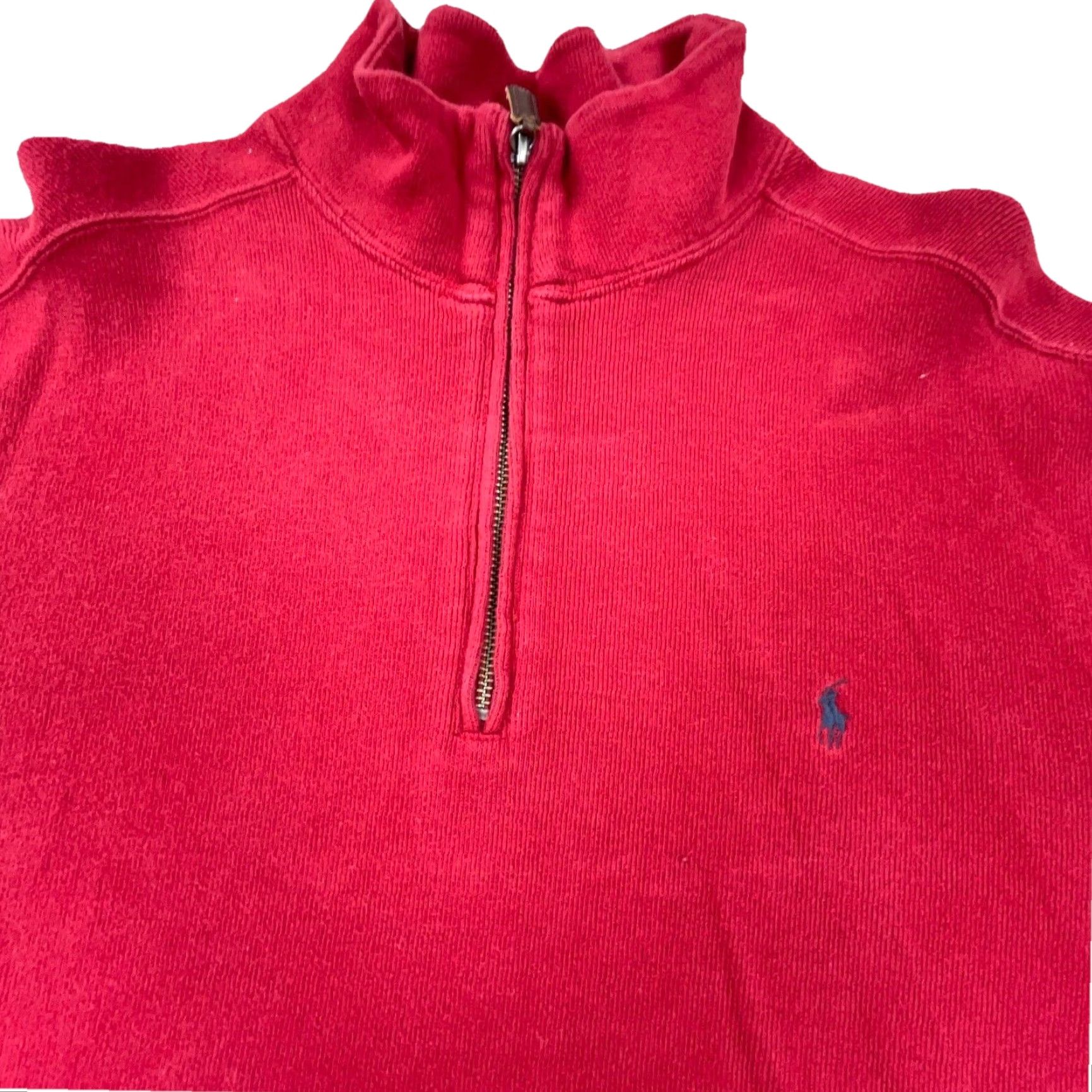 Polo Ralph Lauren VINTAGE Polo Ralph Lauren Sweater Men XXL Red Blue Pullover Quarter Zip Sweatshirt A69 Size US XXL / EU 58 / 5 - 2 Thumbnail