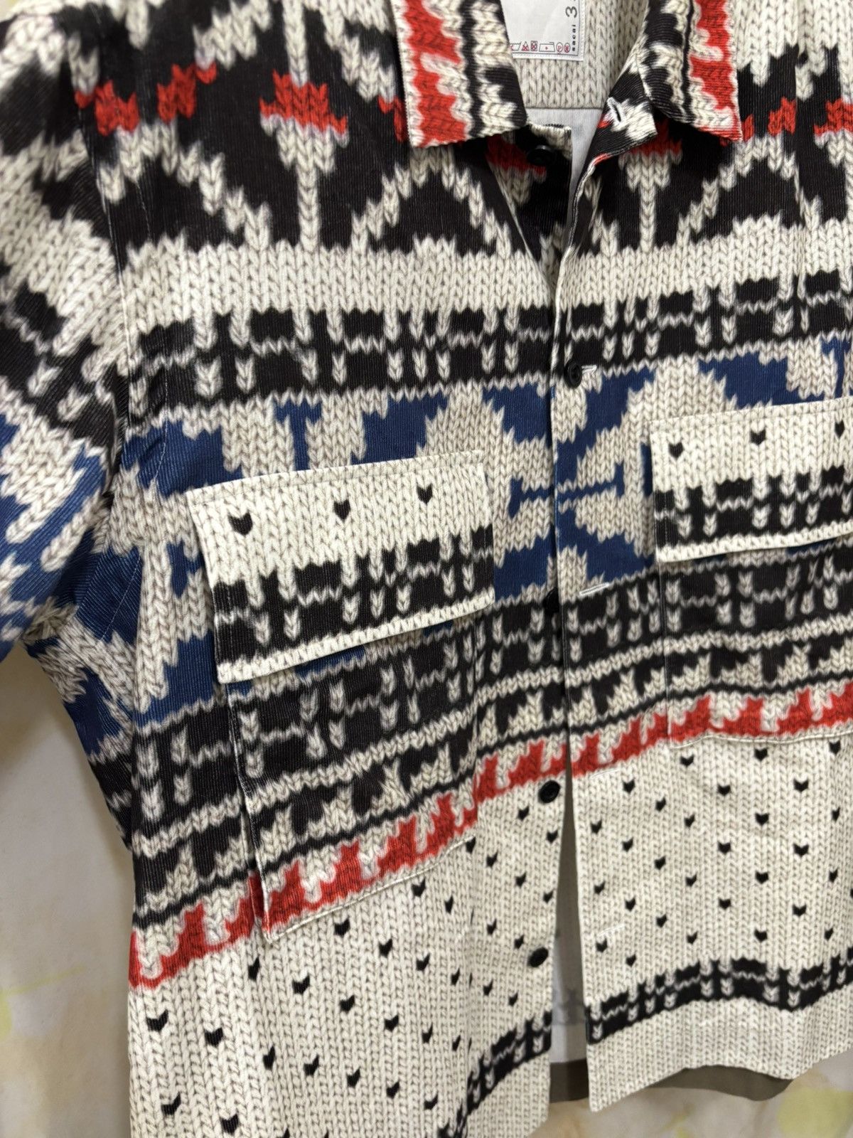 Sacai Sacai Knit Print Button up Shirt Size US L / EU 52-54 / 3 - 2 Thumbnail