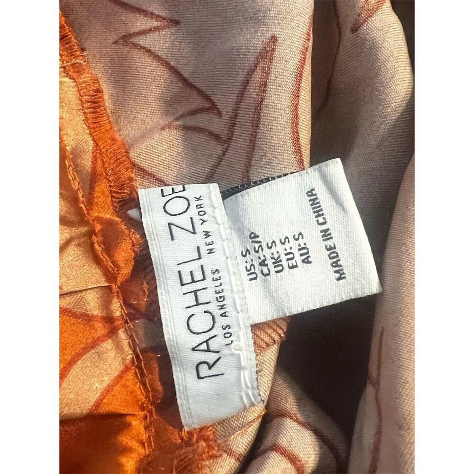 Other Rachel Zoe 2 Piece Orange Satin Corset Top Wide Leg Pants S Size 28" / US 6 / IT 42 - 6 Thumbnail