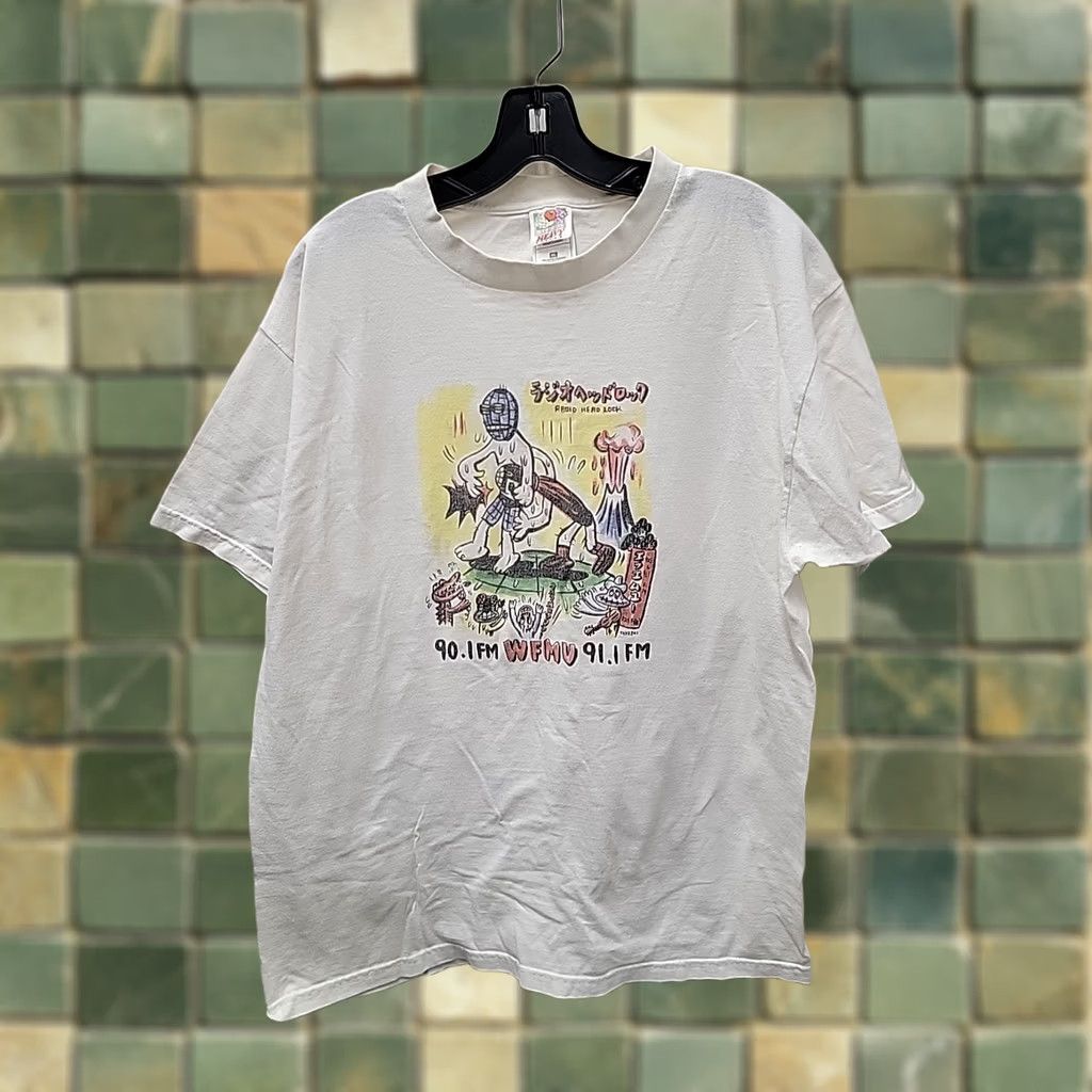 Fruit Of The Loom VINTAGE 90.1 FM WFMU 91.1 FM Radio Head Lock T-Shirt Mens XL White Cotton Graphic Print Size US XL / EU 56 / 4 - 1 Thumbnail