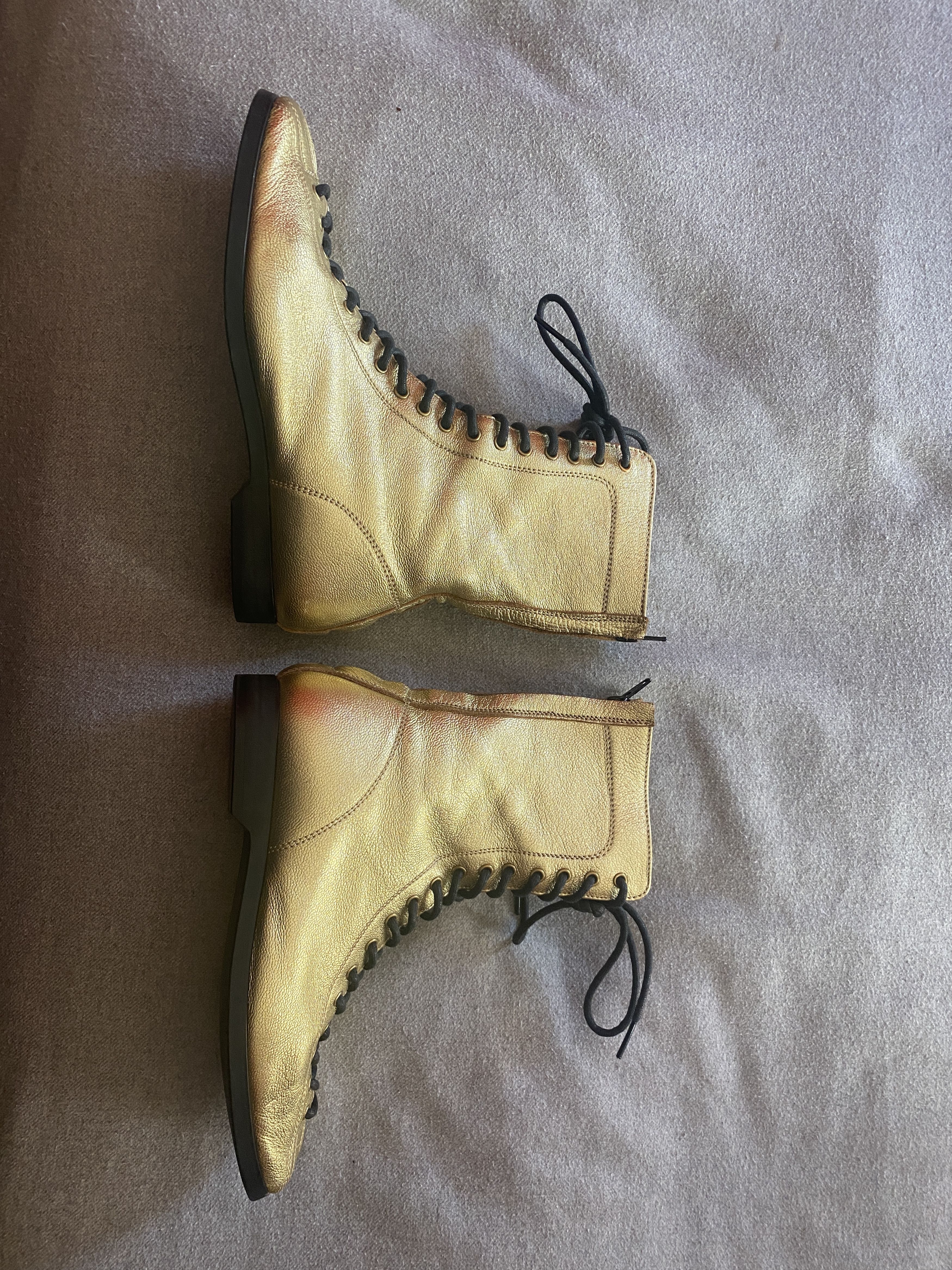 Yohji Yamamoto Yohji Yamamoto Gold Leather Boots Size US 7 / IT 37 - 3 Thumbnail
