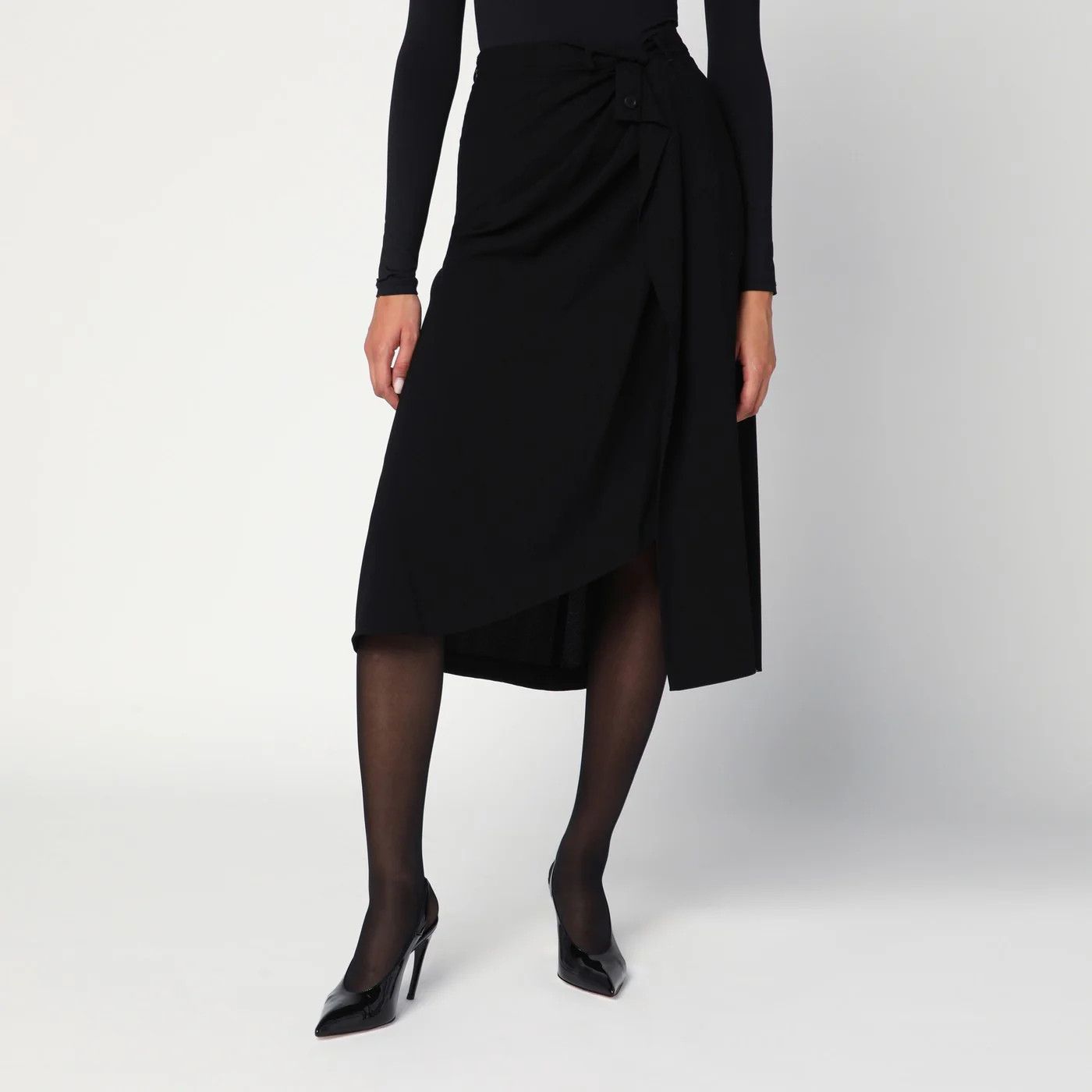 Balenciaga o1d2blof0426 Draped Crepe Skirt in Black Size 26" / US 2 / IT 38 - 4 Thumbnail