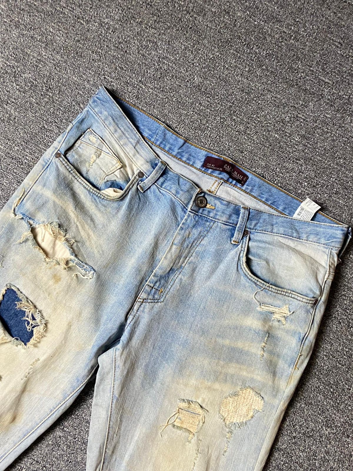 Vintage × Zara ZARA MEN Distressed Denim Ripped Jeans (119) Size US 34 / EU 50 - 6 Thumbnail