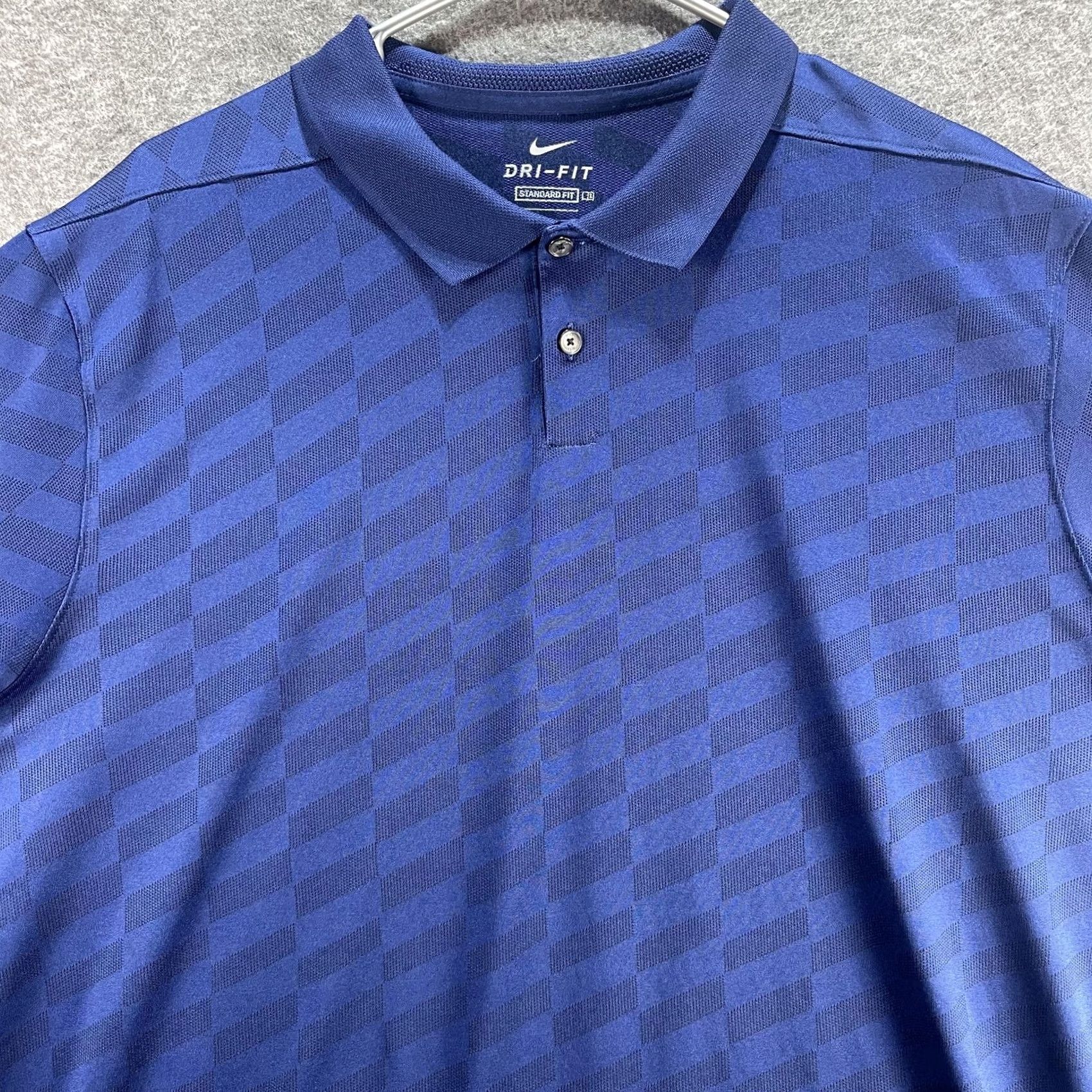 Nike Nike Dri-FIT Polo Shirt Mens XL Blue Standard Fit Tonal Check Golf Swoosh Sport Size US XL / EU 56 / 4 - 2 Thumbnail