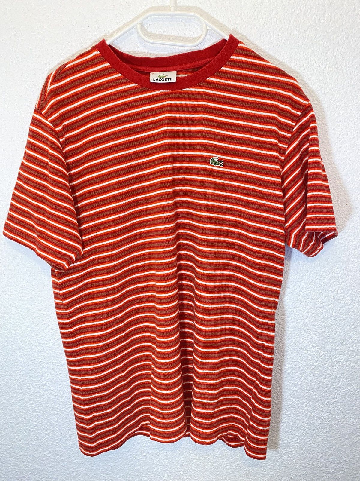 Lacoste Lacoste Stripped T-Shirt Red S Size US S / EU 44-46 / 1 - 1 Thumbnail