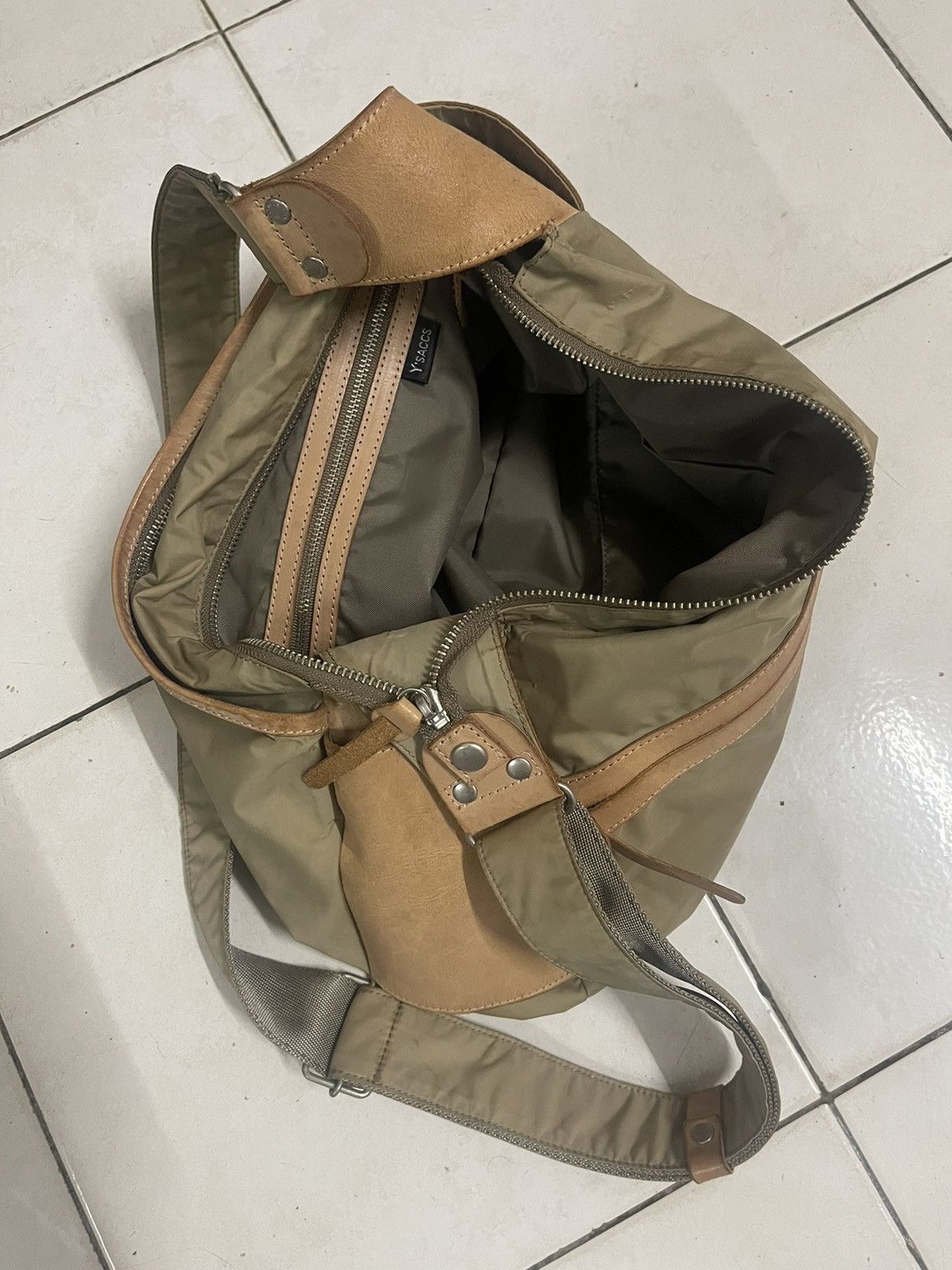 Y's × Yohji Yamamoto Yohji Yamamoto Sling Messenger Bag Nylon with Leather Trim Size ONE SIZE - 13 Thumbnail