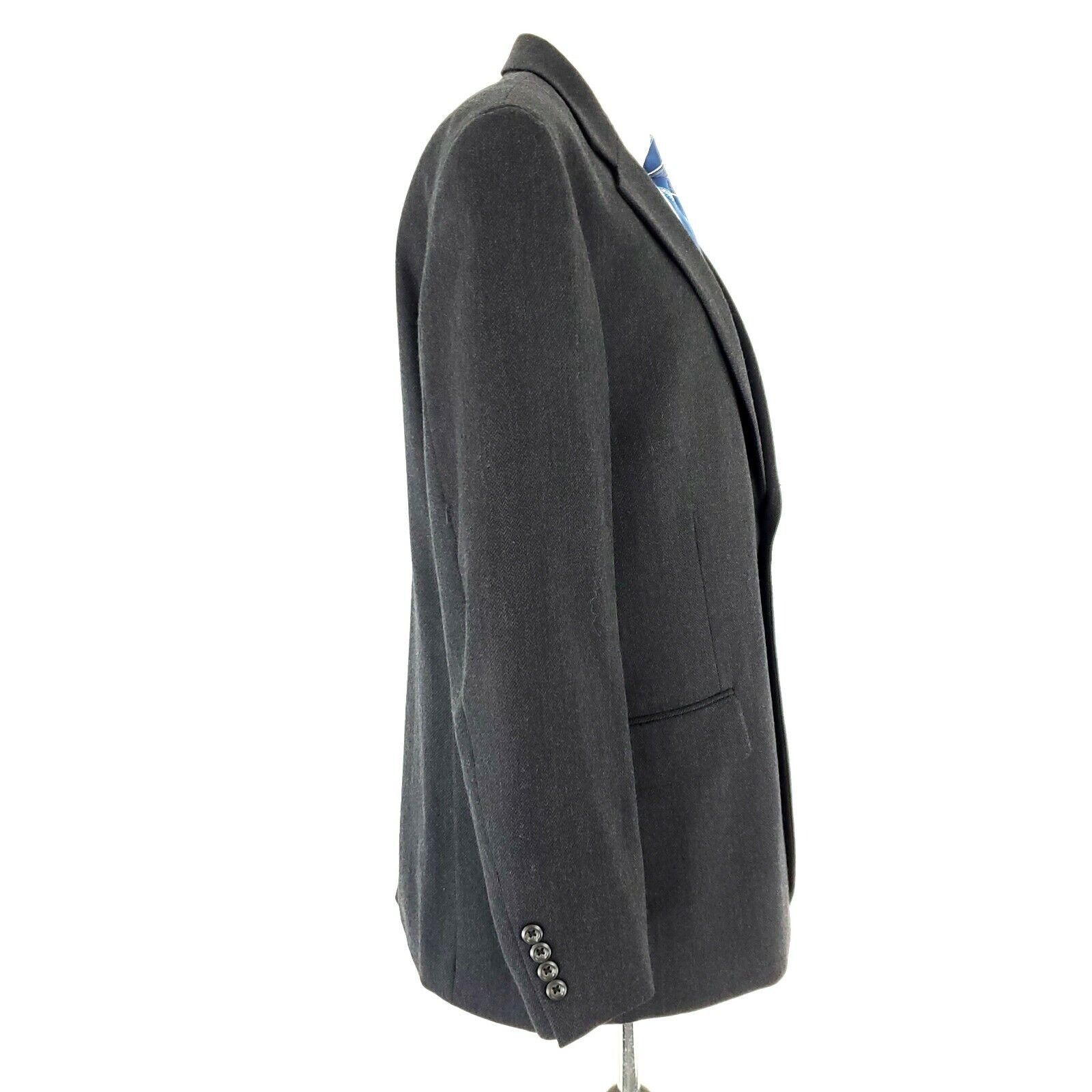 Pronto Uomo Pronto Uomo Lambswool 2 Button Blazer 44R Gray Herringbone S Size 44R - 7 Thumbnail