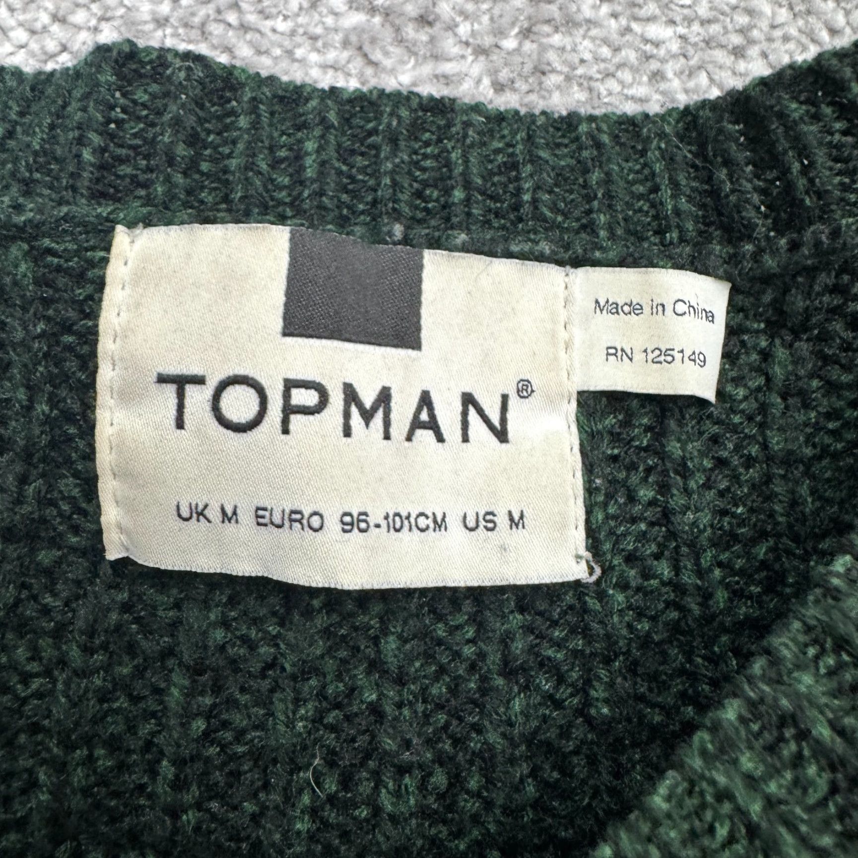 Topman Topman Waffle-Knit Pullover Sweater Mens M Dark Green Crew Neck Acrylic Regular Knit Shirt Size US M / EU 48-50 / 2 - 5 Thumbnail