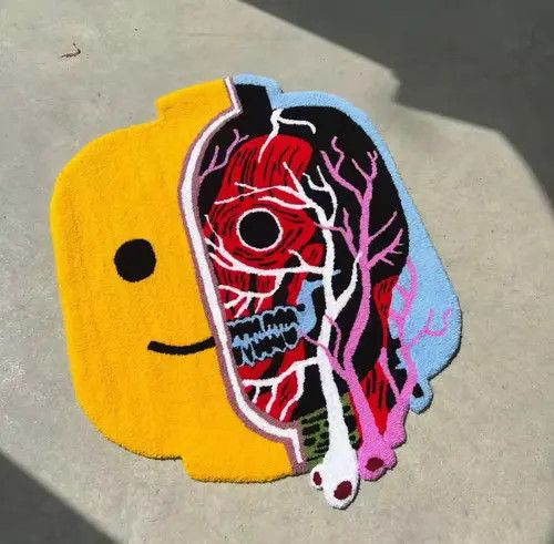 Handmade Designer Cartoon Handmade Anime Forked Brain Rug Carpet Size ONE SIZE - 4 Thumbnail