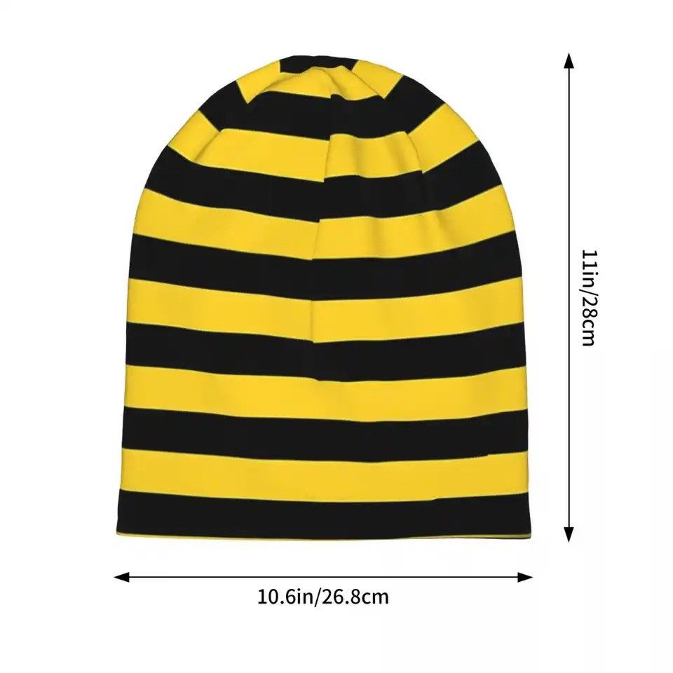 Vintage Yellow And Black Honey Bee Stripes Thin Skullies Beanies Size ONE SIZE - 3 Thumbnail