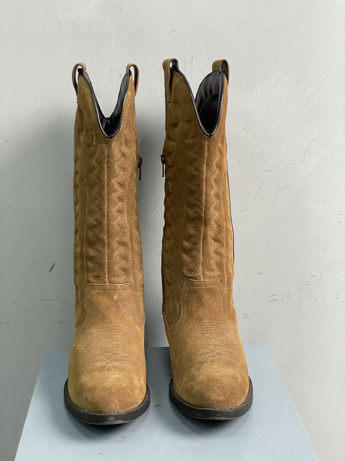 Western Rise Vintage moto western moto boots leather suede retro punk Size US 8 / EU 41 - 2 Thumbnail