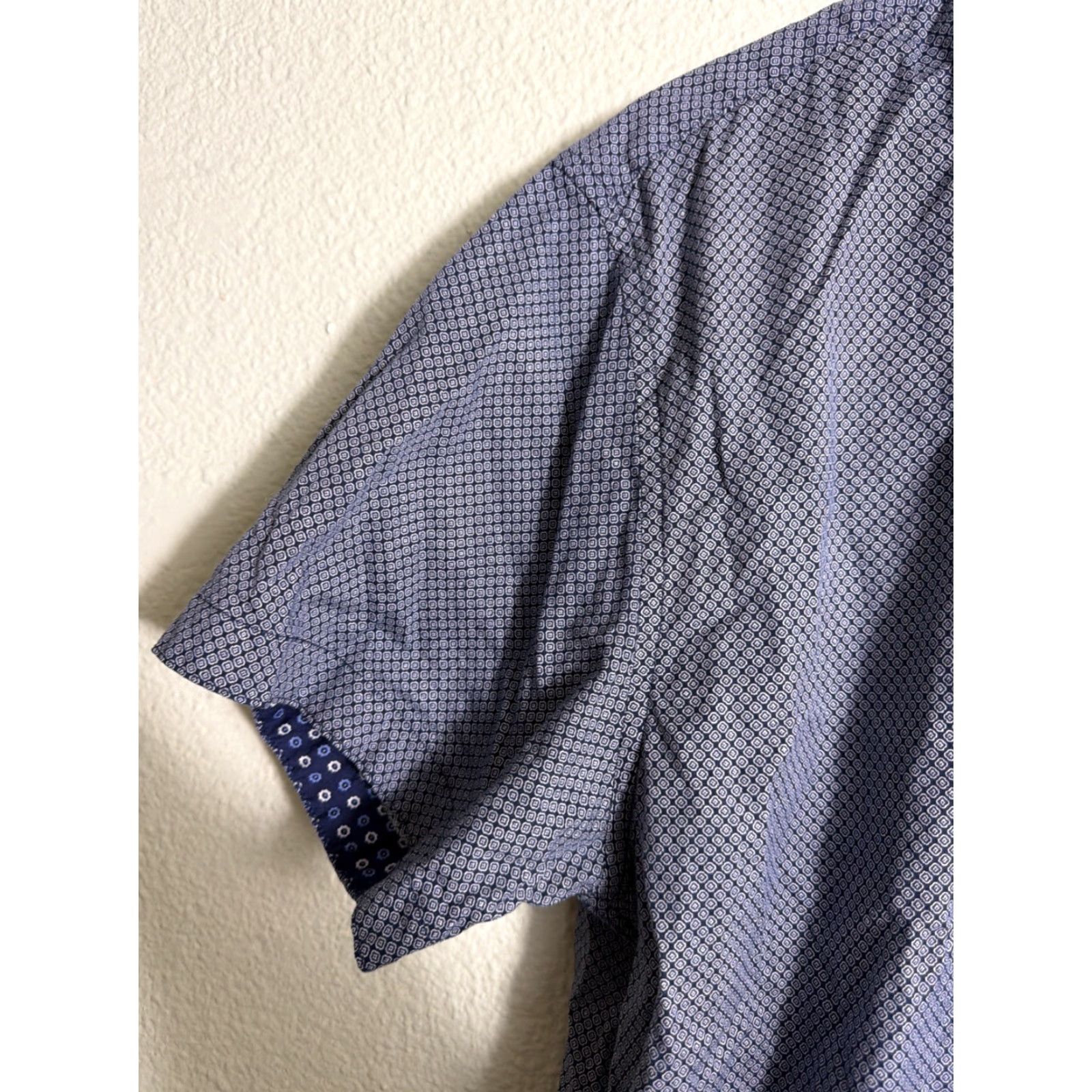 Vintage **Duchamp London Men's XL Blue Geometric Button-Up Shirt** User: Duchamp London Men's XL Blue Geometric Button-Up Shirt Size US 36 / EU 52 - 2 Thumbnail