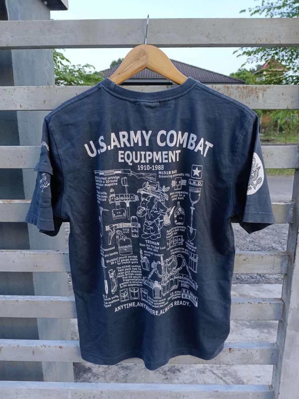 image of Hype x Military Devilman Tedman U.s Army Combat T. Shirt in Dark Gray, Men's (Size Medium)