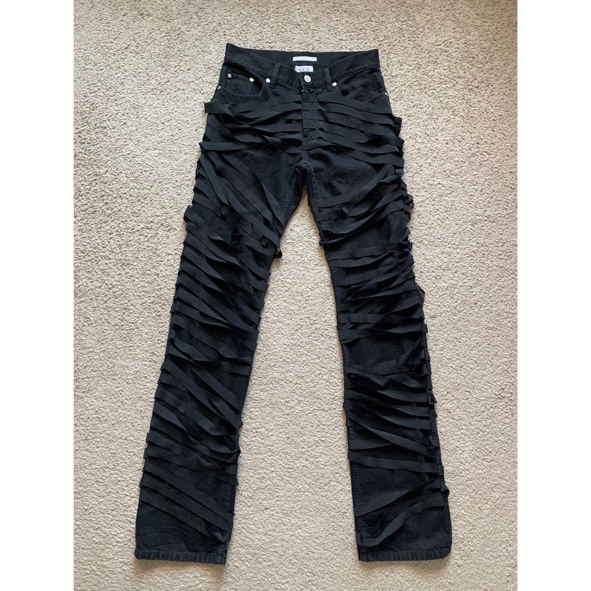 HELMUT LANG BLACK RIBBON PANTS
