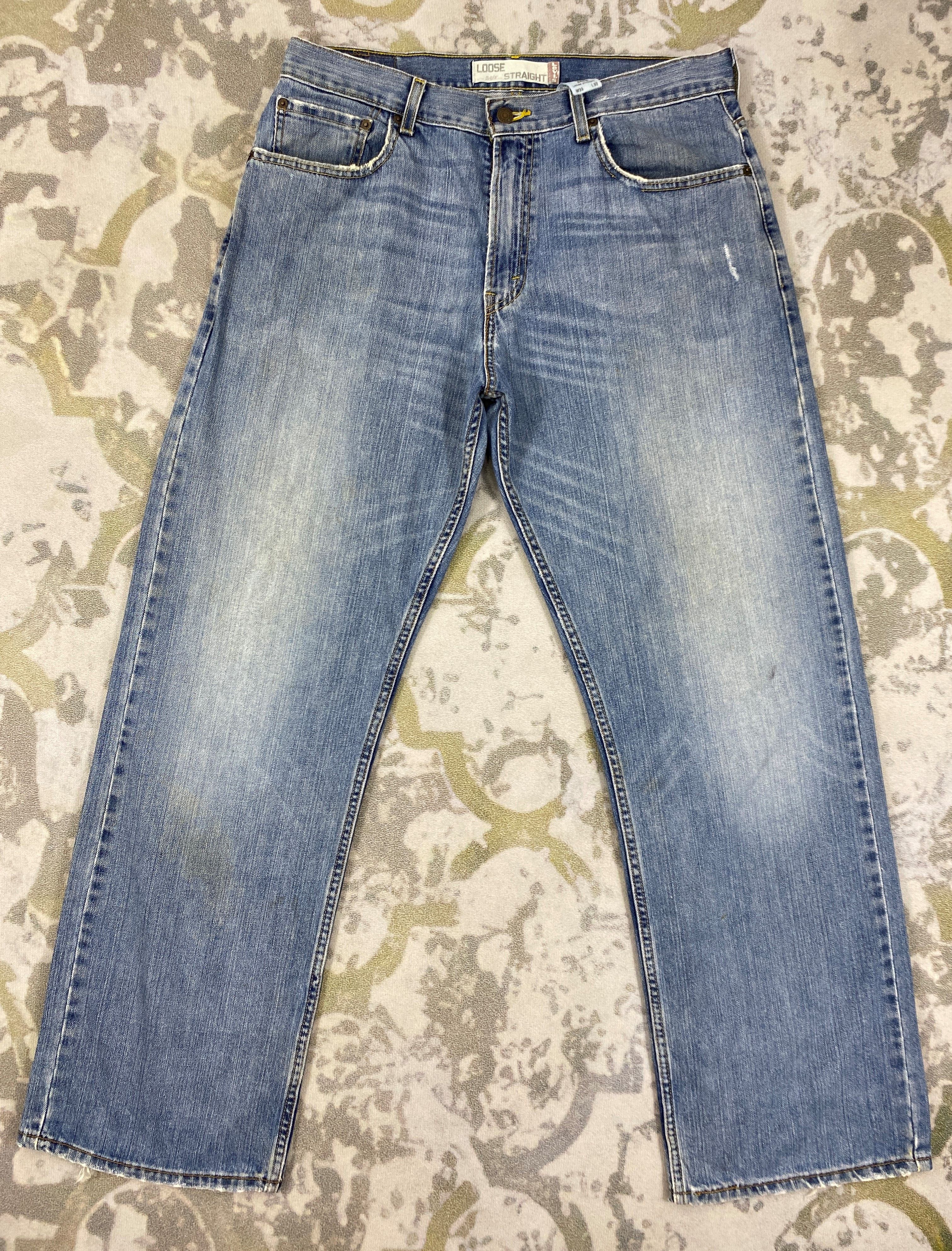 Levi's Blue Distressed Vintage Levi's 569 Loose Denim 35x32 -JN368 Size US 35 - 1 Thumbnail