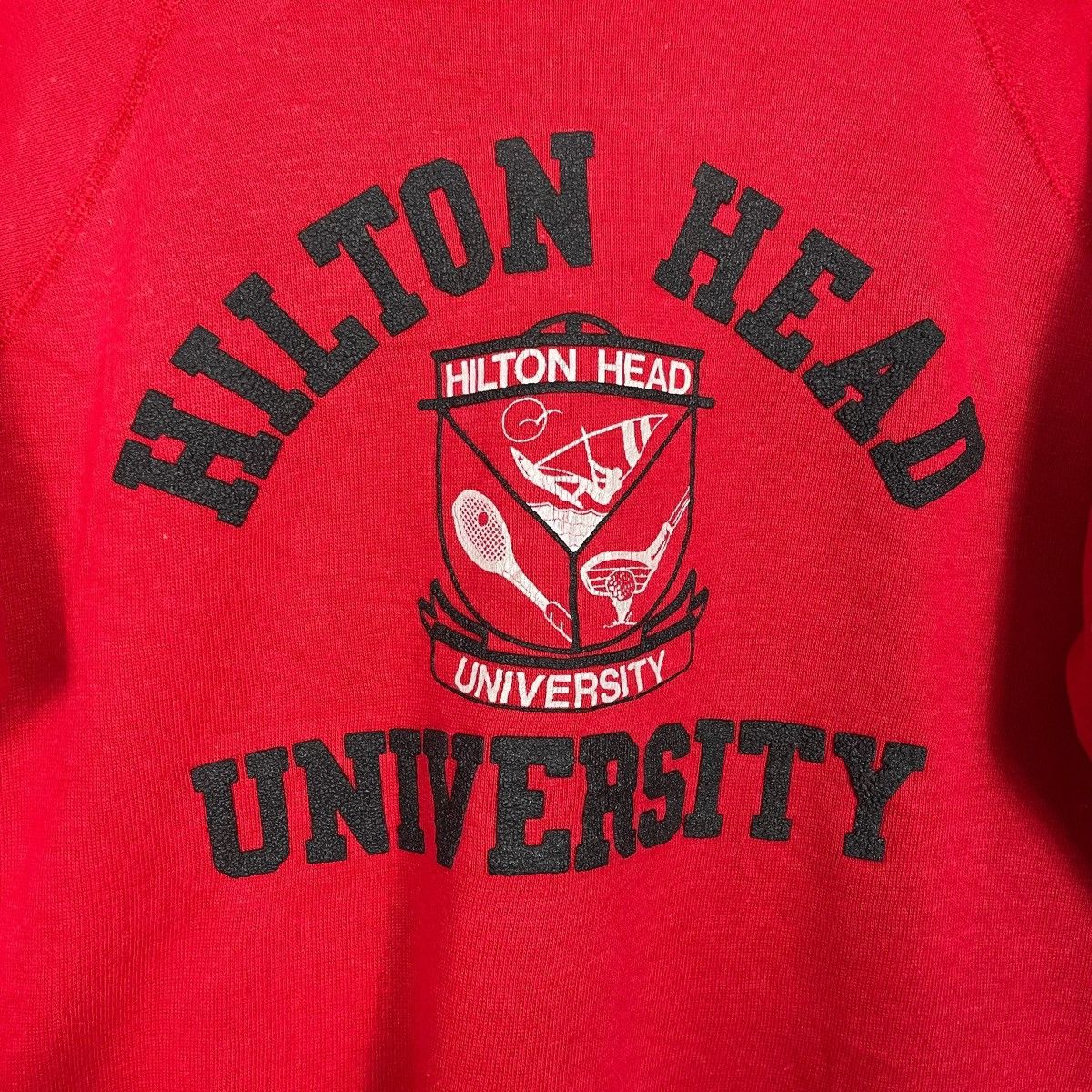 Vintage Vtg 80s Hilton Head University Crewneck Red Sweatshirt Size US L / EU 52-54 / 3 - 9 Thumbnail