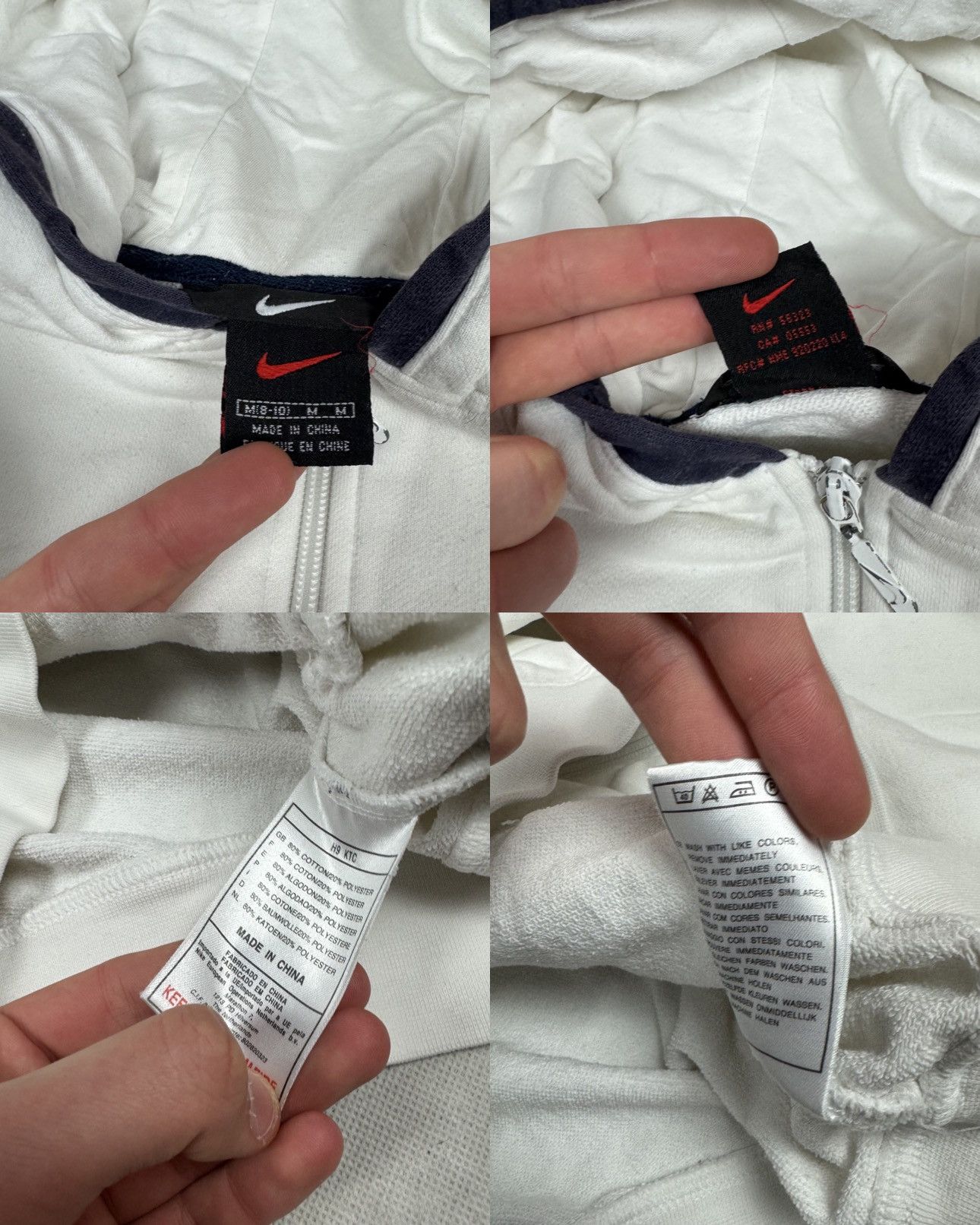 Nike × Vintage Nike Womens White Solo Swoosh Hooded Full Zip Jacket M(8-10) Size M / US 6-8 / IT 42-44 - 2 Thumbnail