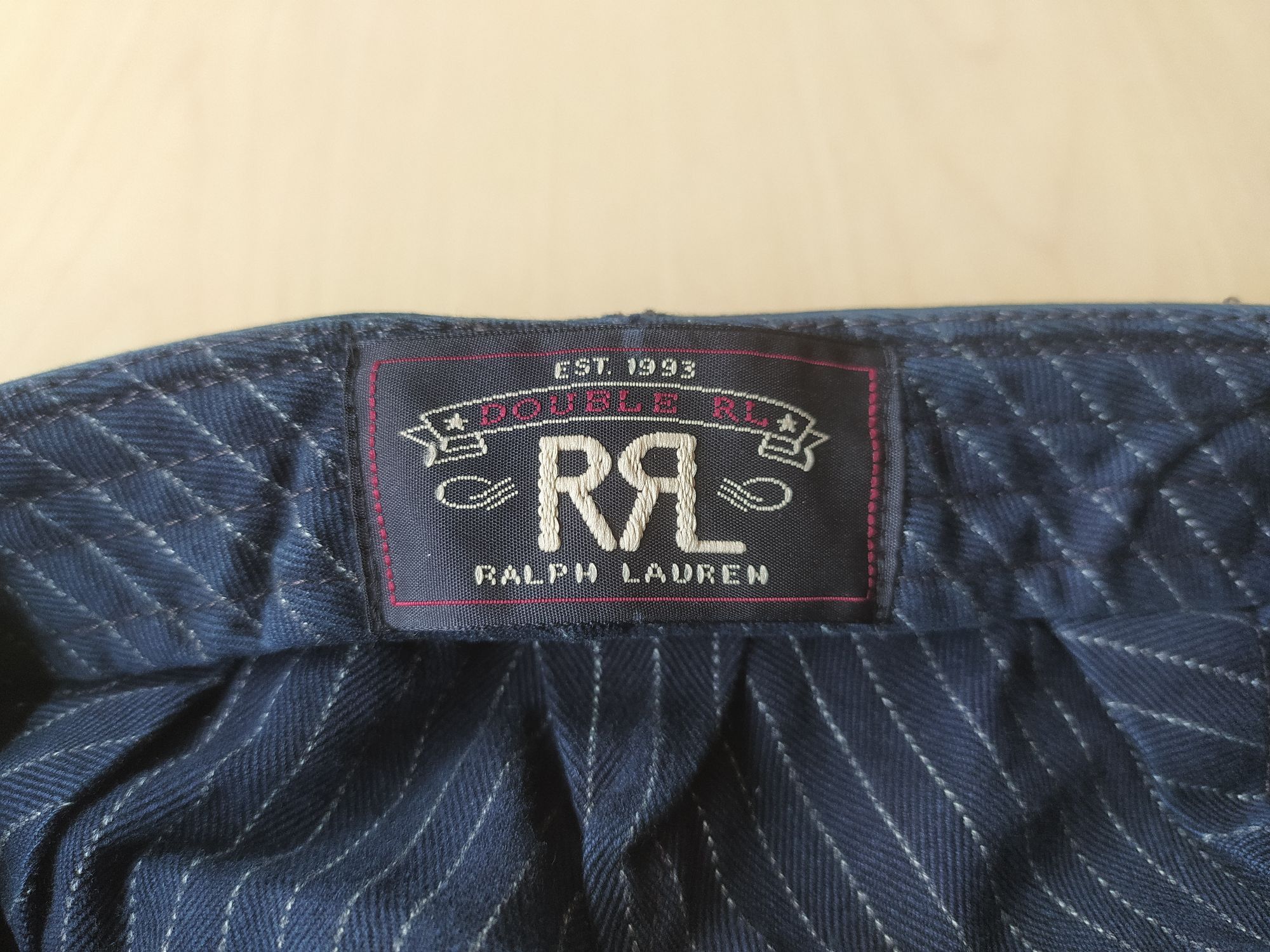 Double RL Striped Denim Newsboy Cap